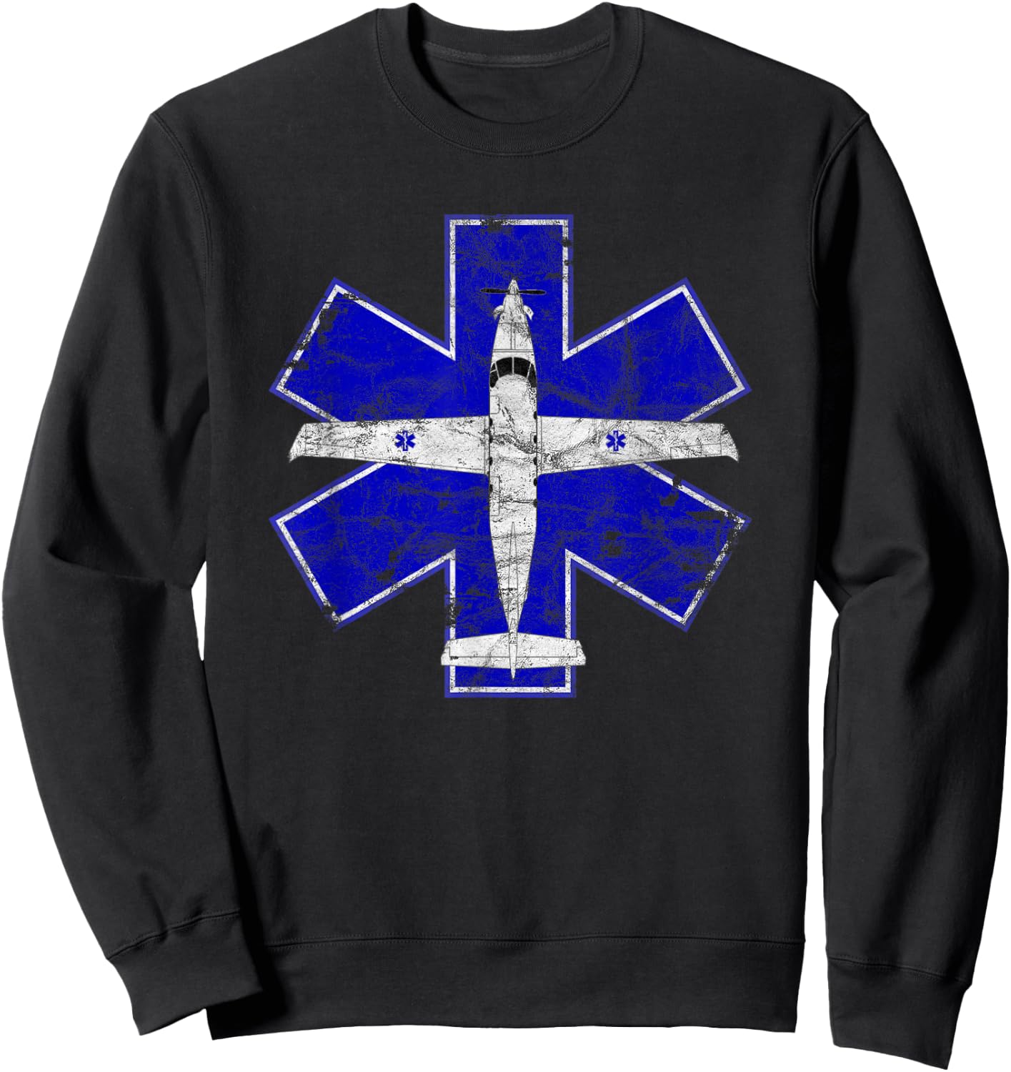 PC-12 MedEvac Flight Airplane EMS Star of Life Vintage Sweatshirt - Sweatshirt | Black
