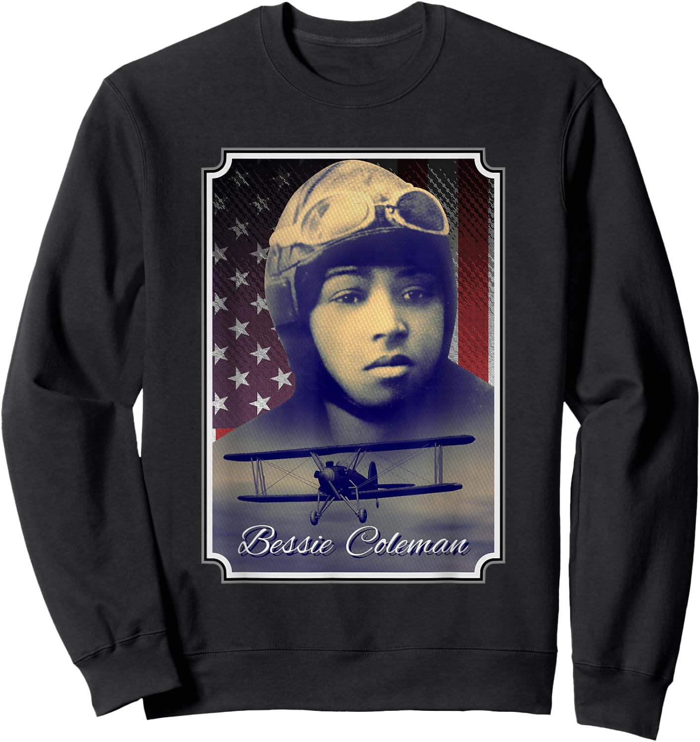 Bessie Coleman Aviation Pioneer Historic Black Pilot Sweatshirt - Sweatshirt | Black