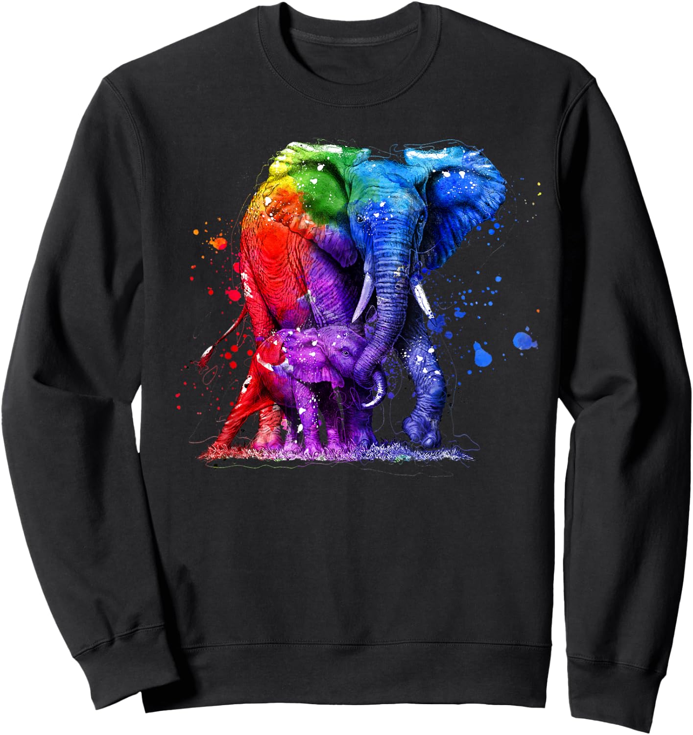 Baby Elephant Mom Elephant Cute White Elephant Love Sweatshirt - Sweatshirt | Black
