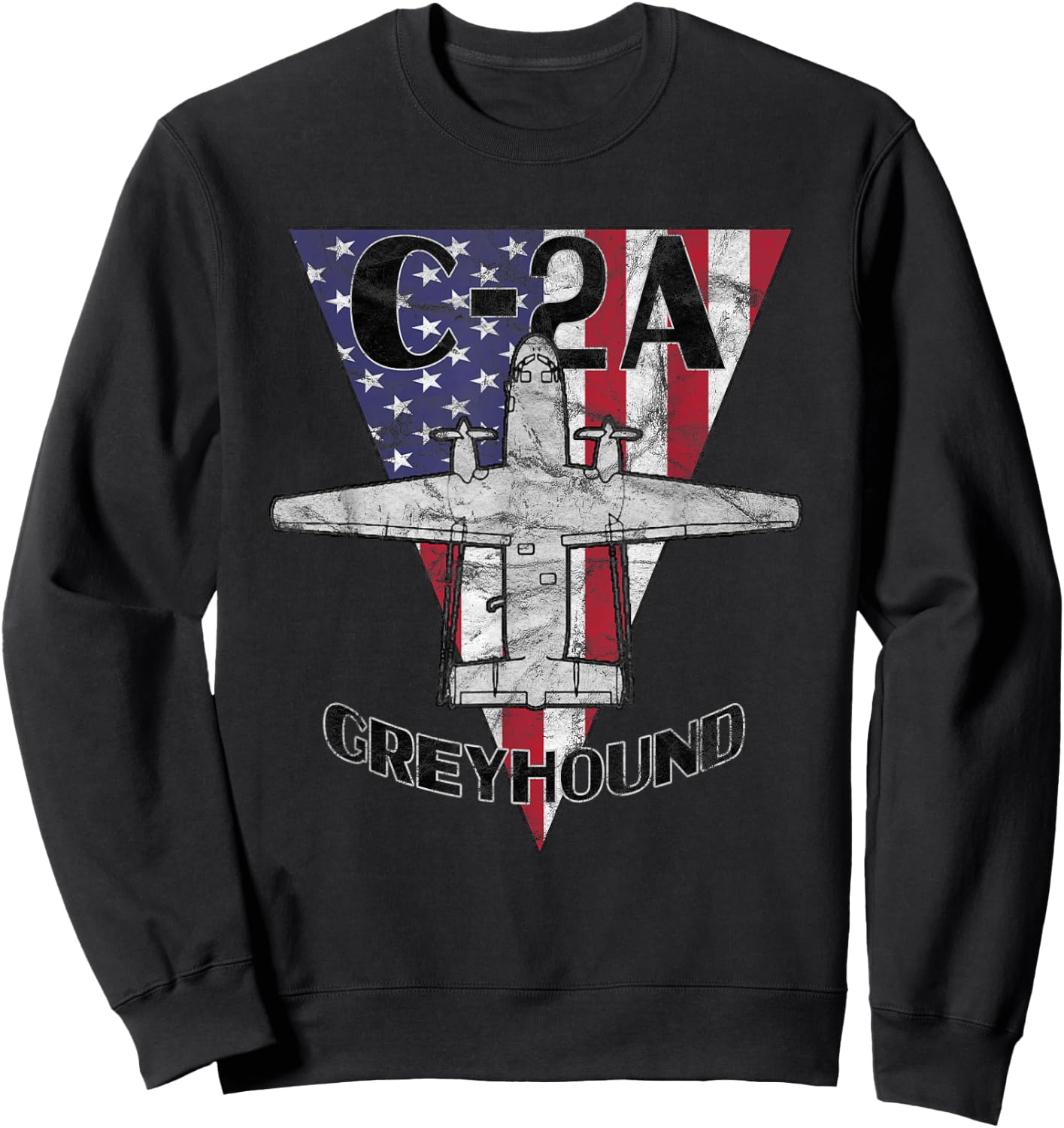 C-2A Greyhound Airplane Patriotic Airplane Vintage Sweatshirt - Sweatshirt | Black