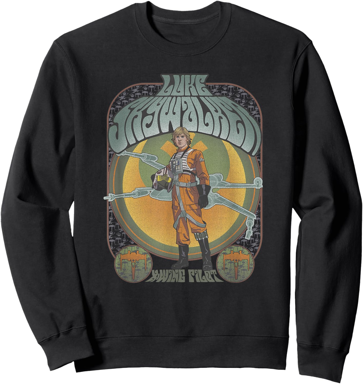 Star Wars Luke Skywalker X-Wing Pilot Seventies Retro Poster Sweatshirt - Sweatshirt | Black