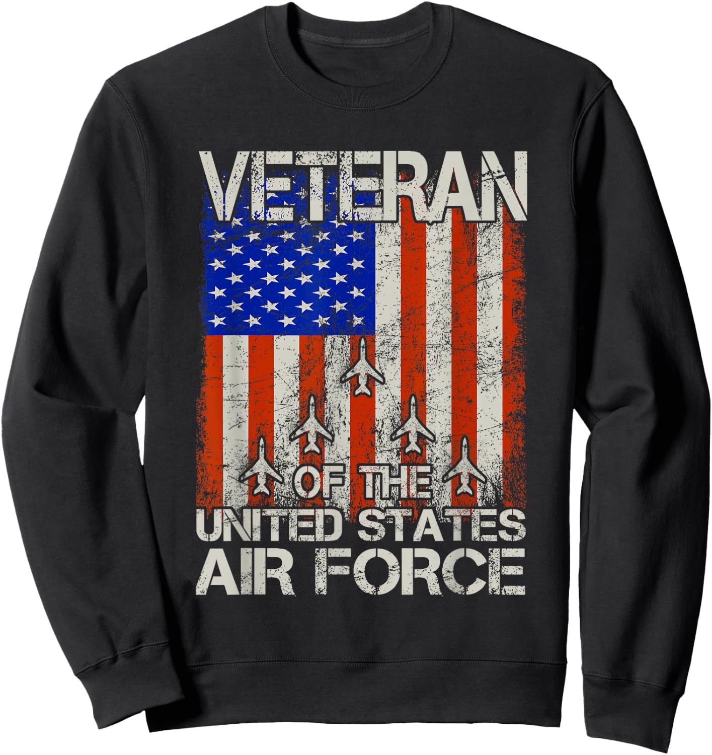 Veteran of the United States Air Force USAF Retro US Flag Sweatshirt - Sweatshirt | Black