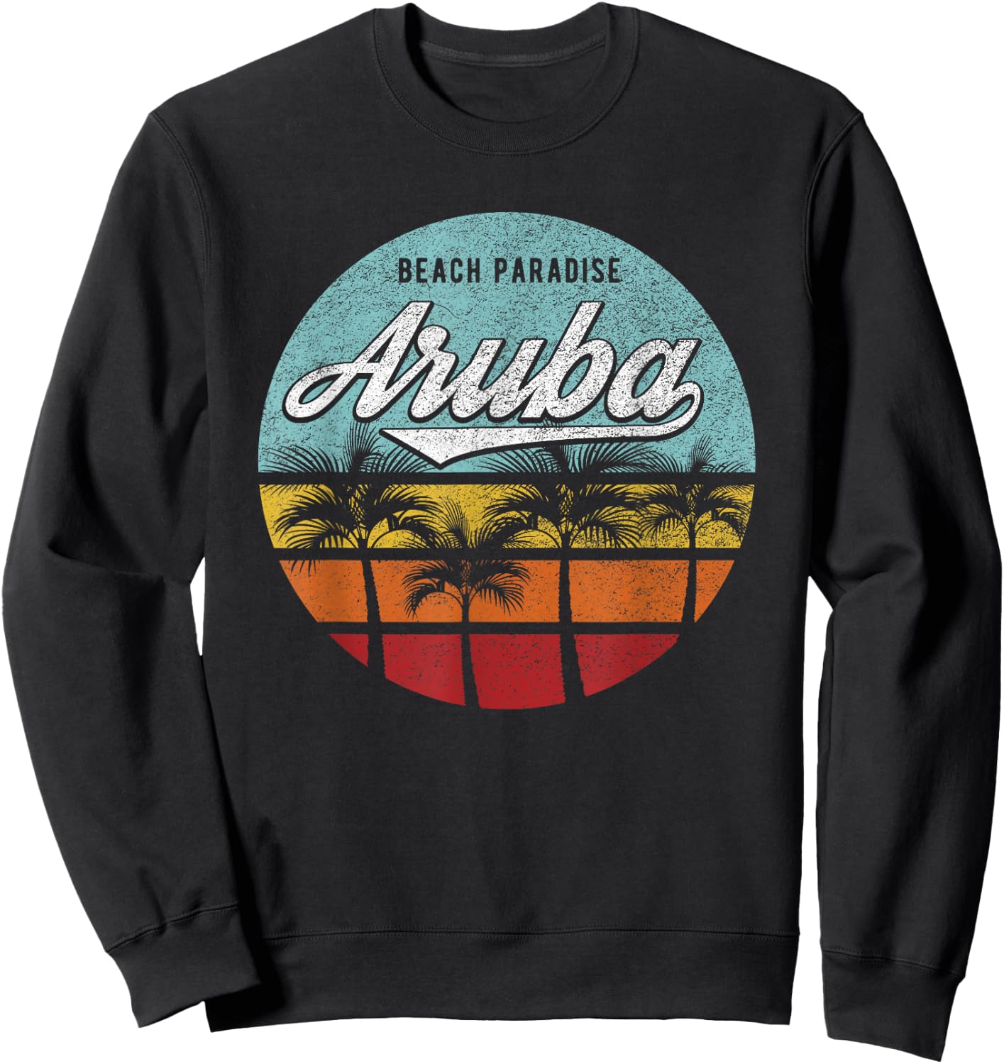 Aruba I Caribbean Retro Beach Vacation Cruise Travel Sweatshirt - Sweatshirt | Black