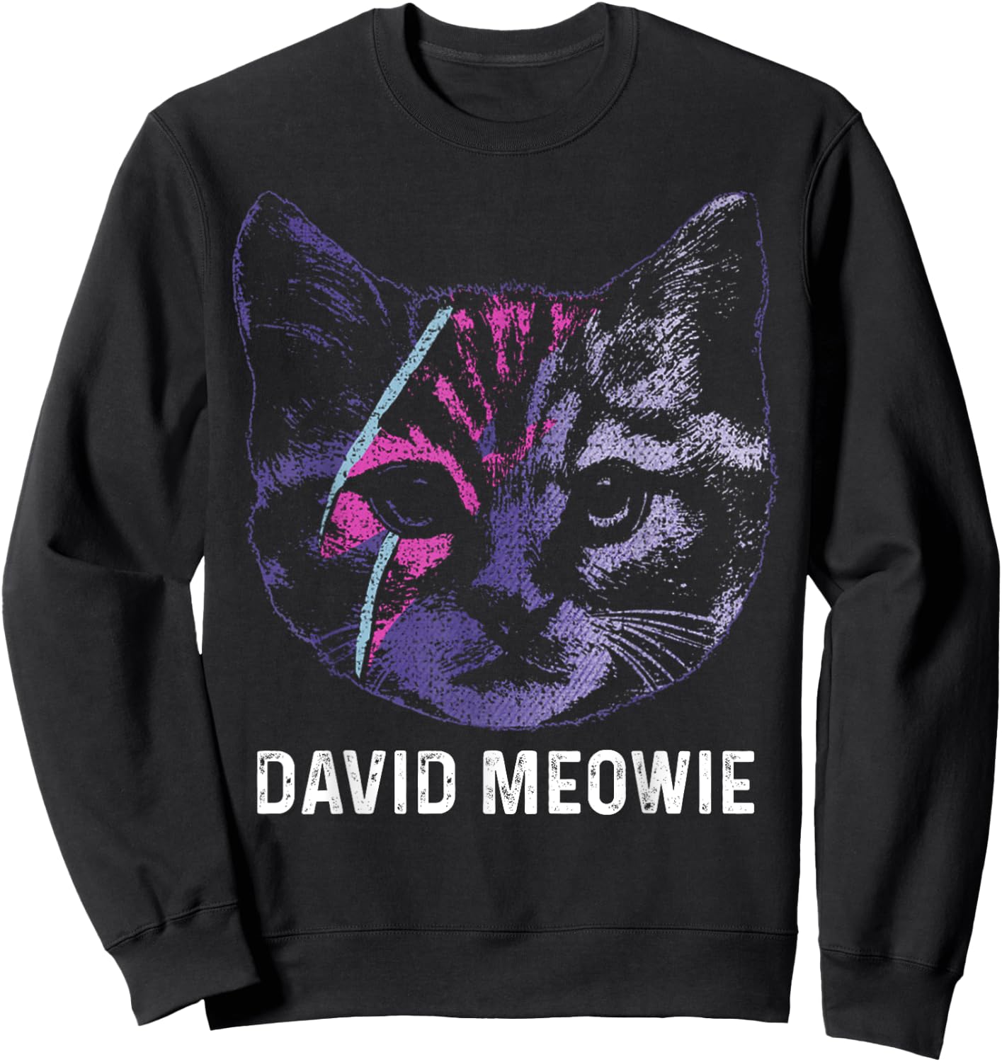 David Meowie Funny Cat Cat Lover Sweatshirt - Sweatshirt | Black