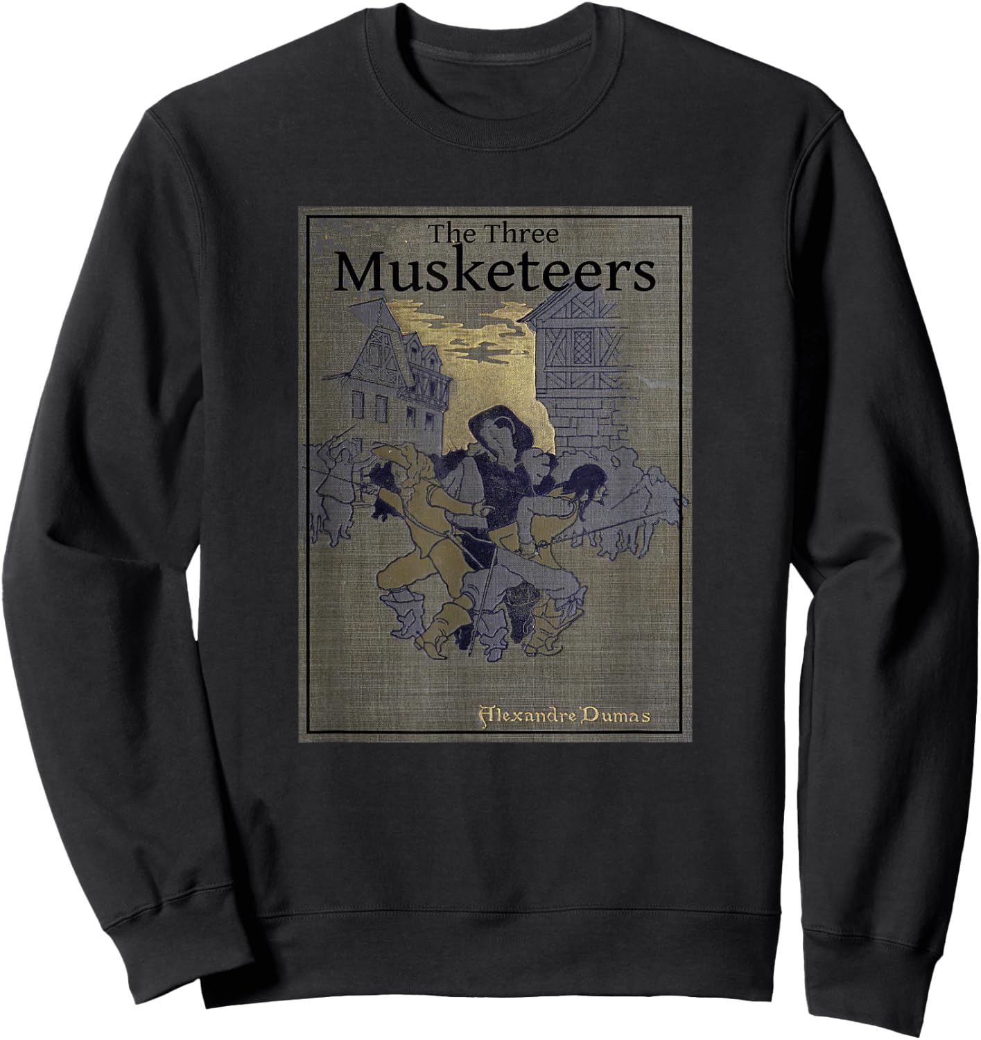 Alexandre Dumas Novel The Three Musketeers Book Cover - Women's Adults Black Cotton 100% Short Sleeve Classic Fit Straight - Small Sweatshirt - Sweatshirt | Black
