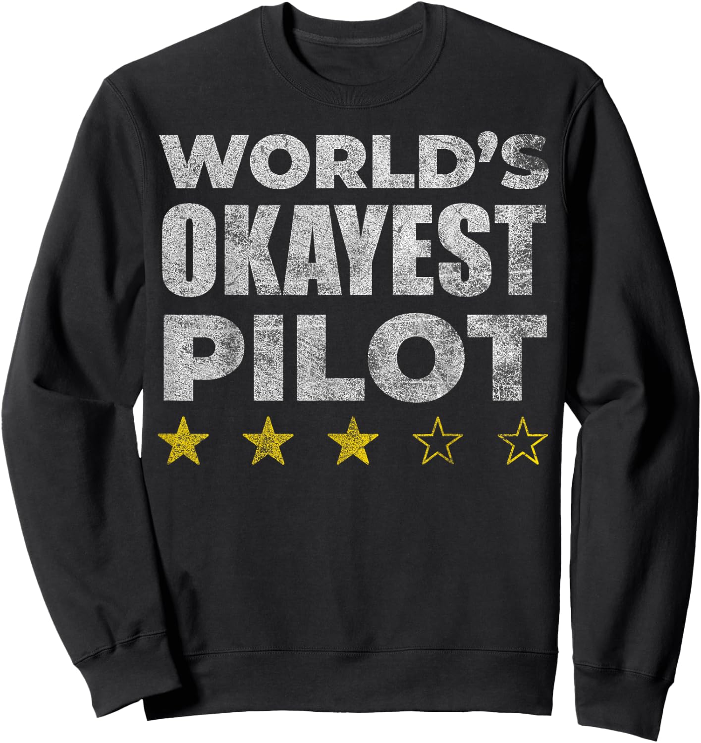 Funny Worlds Okayest Pilot - Vintage Style Sweatshirt - Sweatshirt | Black