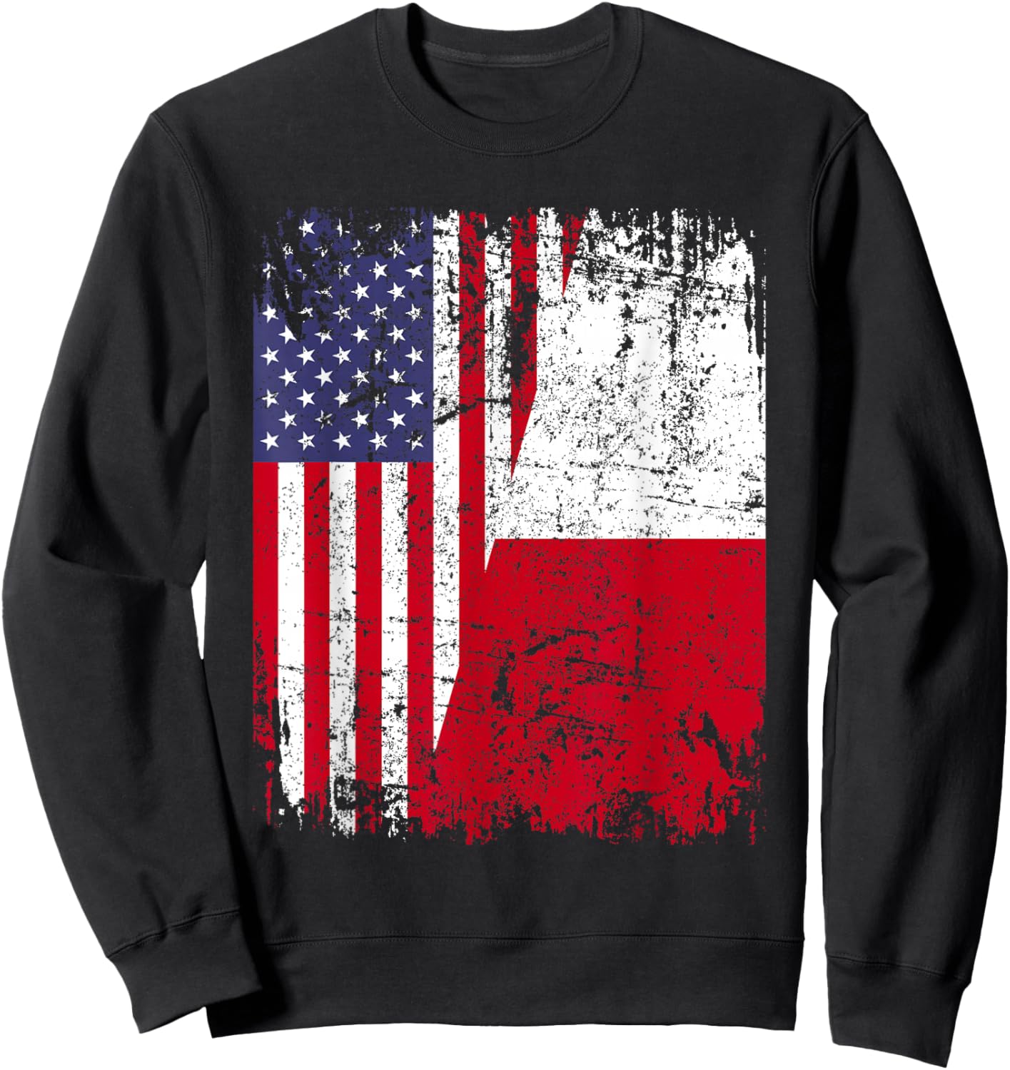 POLISH ROOTS | Half American Flag | USA POLAND FLAG Sweatshirt - Sweatshirt | Black