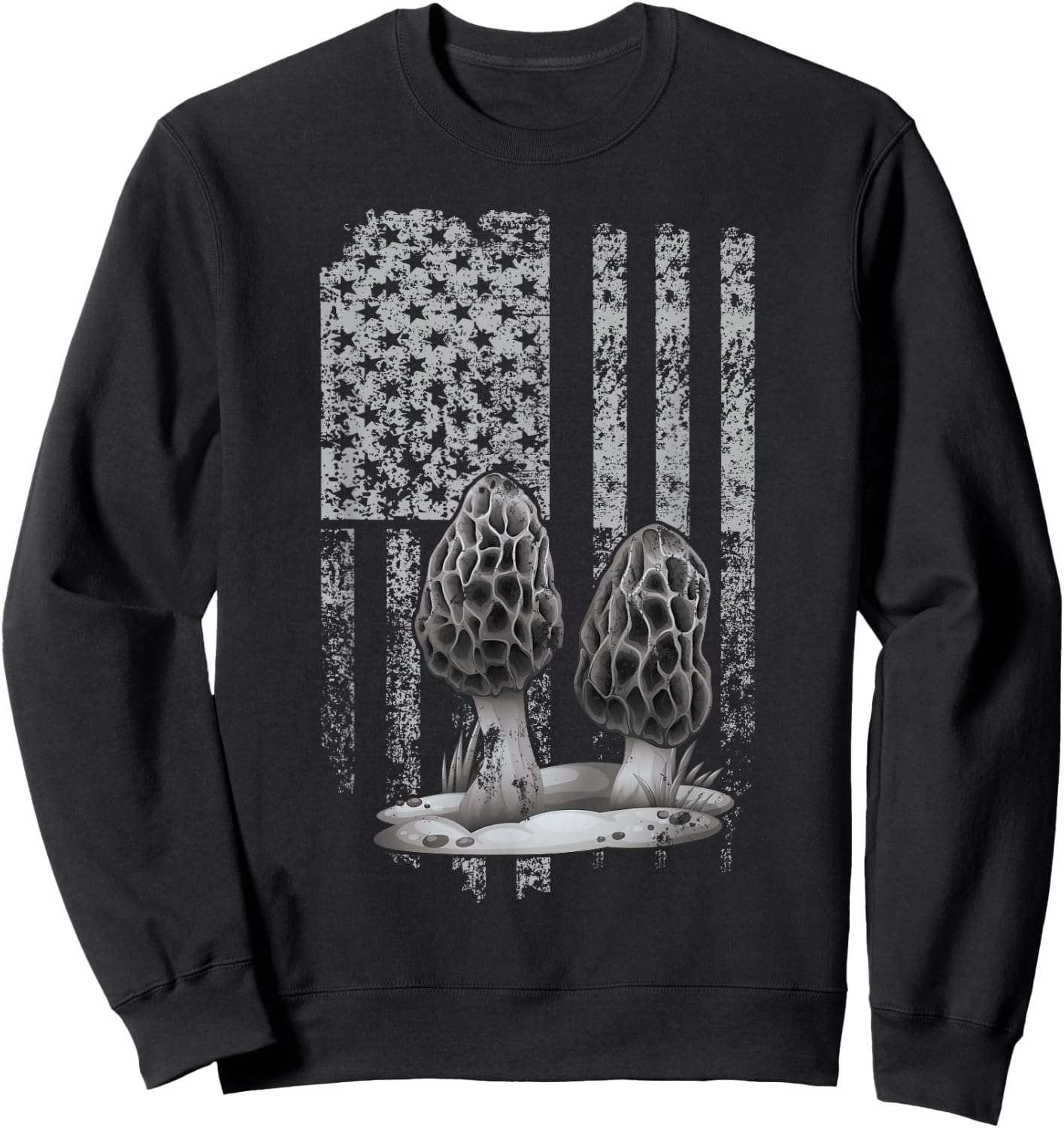 U.S.A. Flag Morel Mushroom Hunter Sweatshirt - Sweatshirt | Black