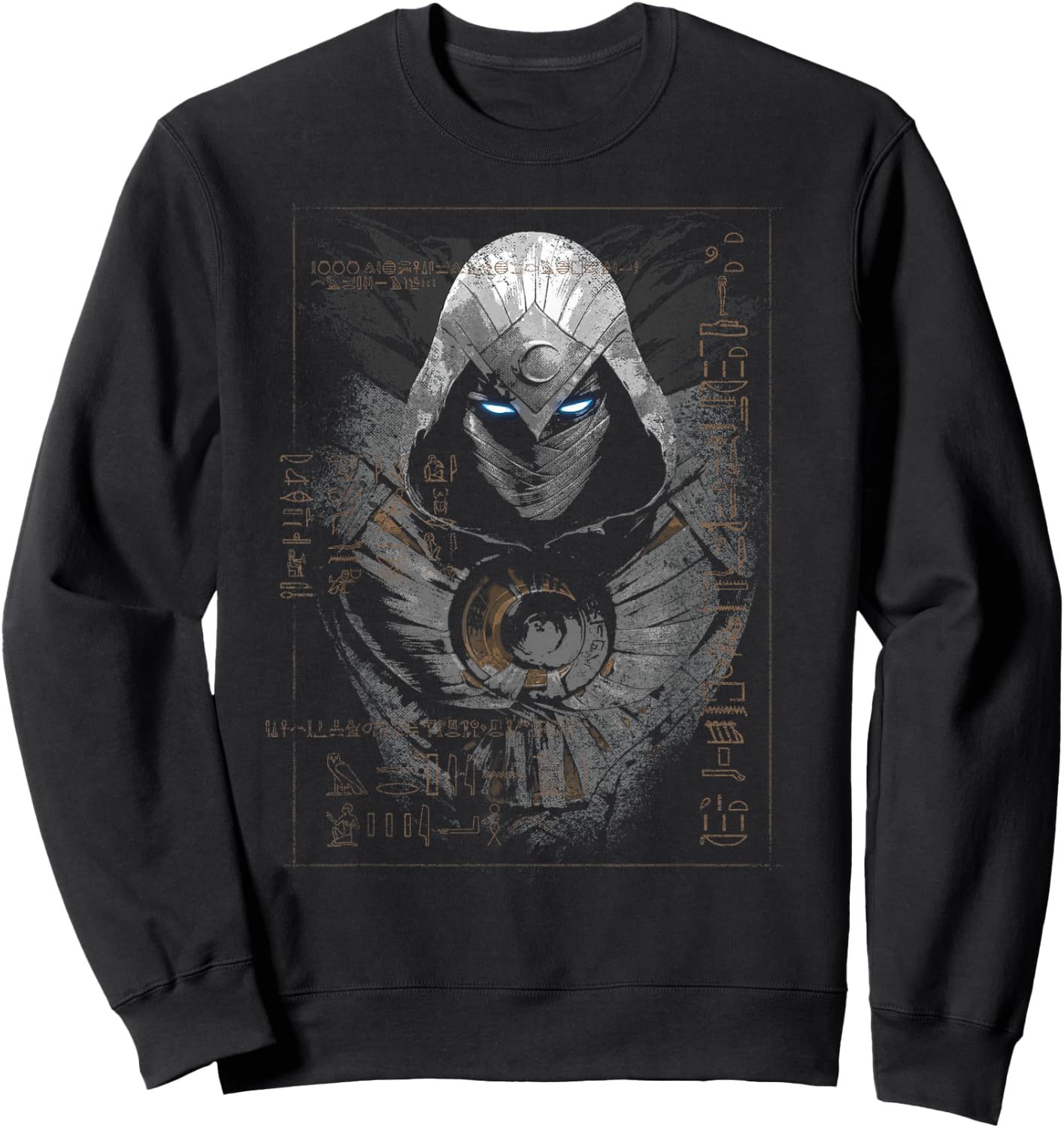 Marvel Moon Knight Glowing Eyes Egyptian Hieroglyphs Sweatshirt - Sweatshirt | Black