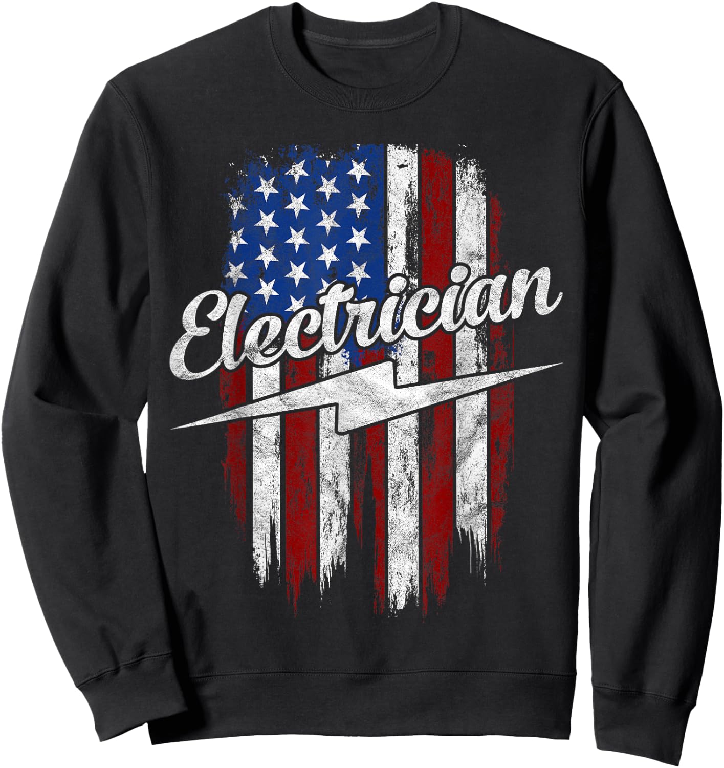 Electrician American Flag Electrical Gift Usa Patriot Sweatshirt - Sweatshirt | Black