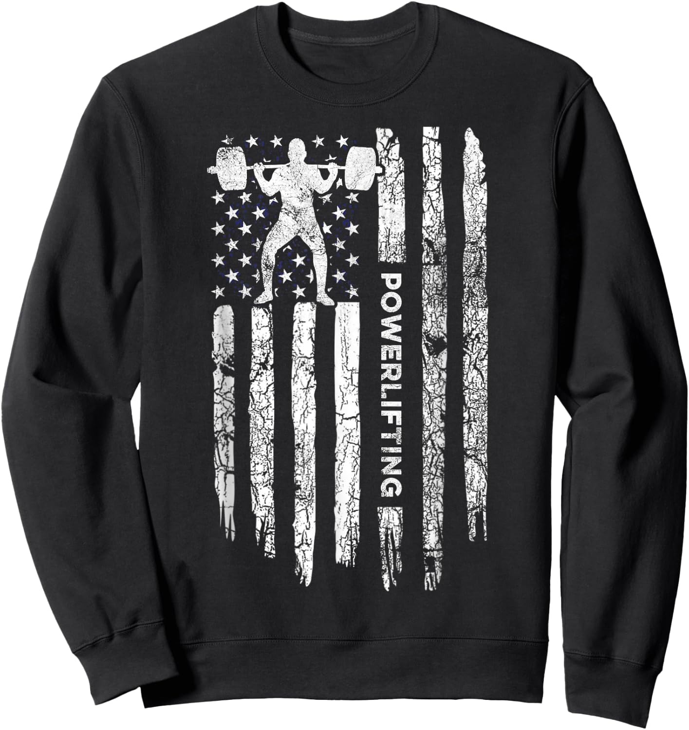 Patriotic Power Lifter Gym Funny American Flag Powerlifting Sweatshirt - Sweatshirt | Black