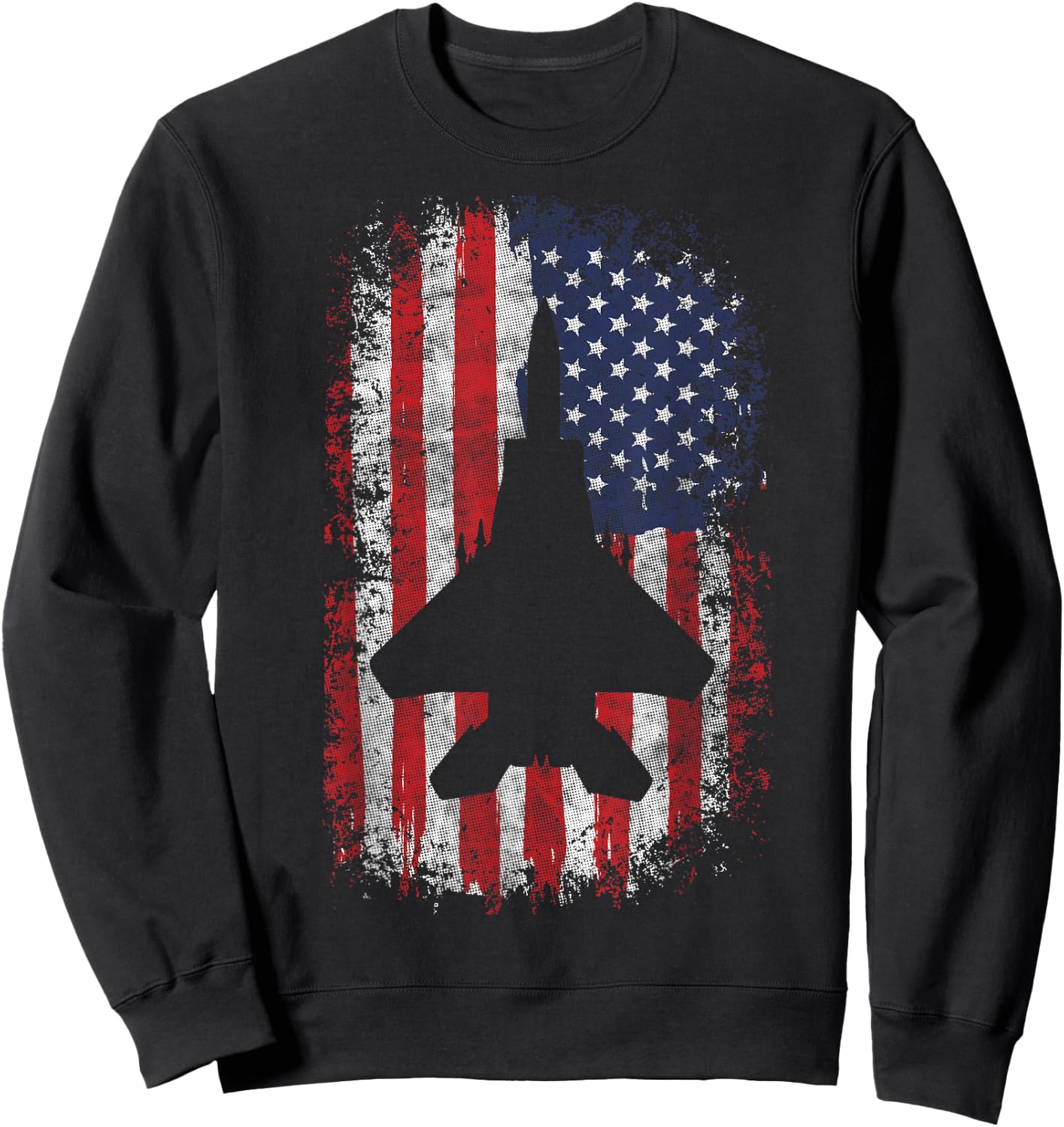 F-22 Raptor Fighter Jet Silhouette USA Flag F-18 Plane Sweatshirt - Sweatshirt | Black