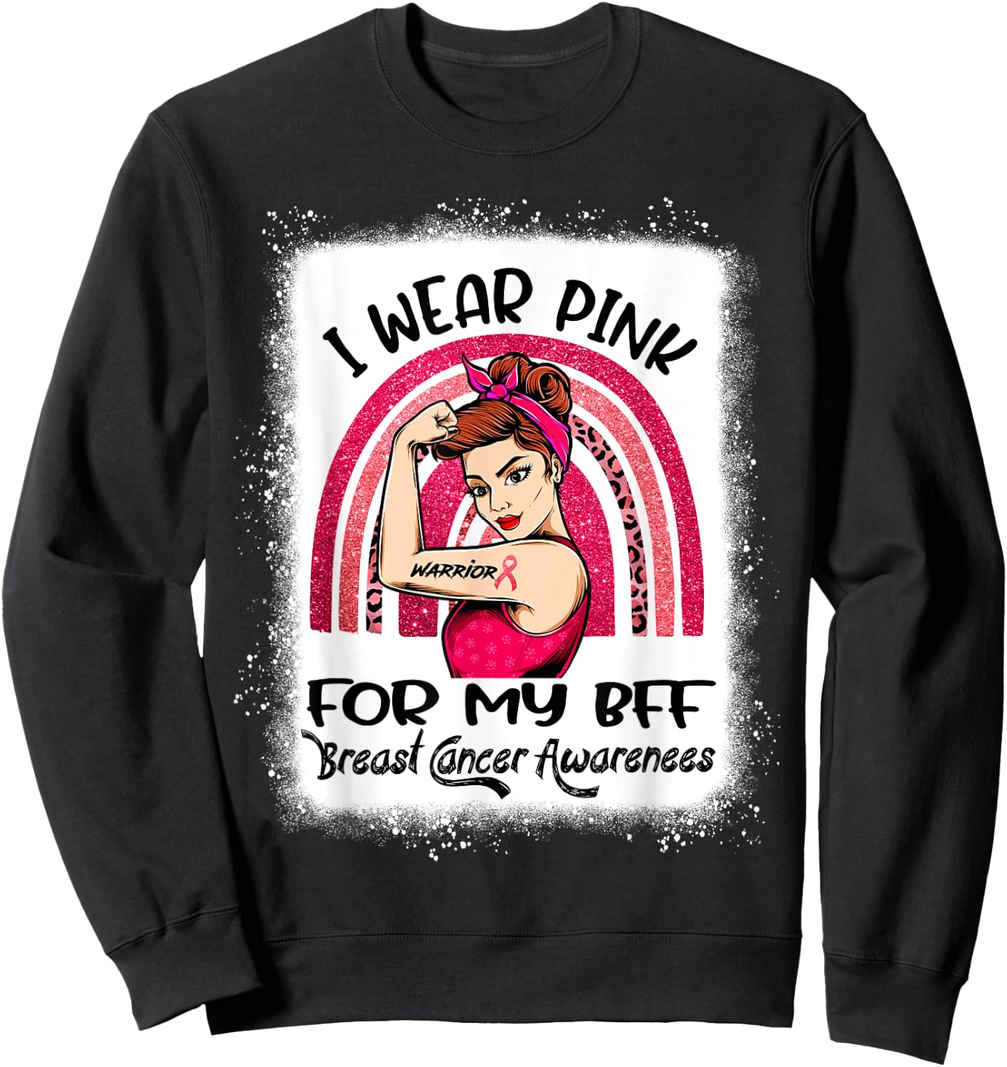 I Wear Pink For My Best Friend BFF Breast Cancer Awareness Sweatshirt - Sweatshirt | Black