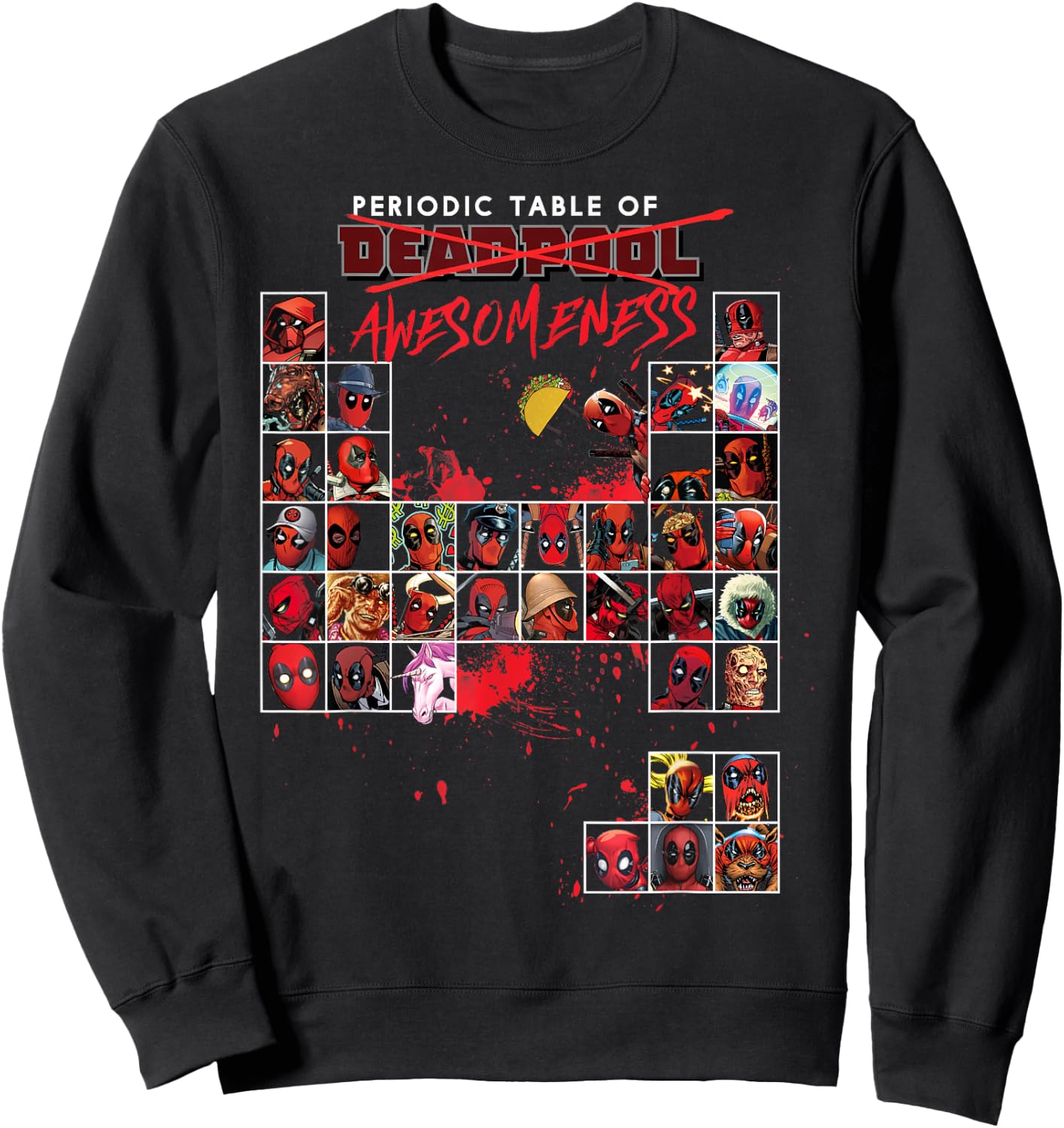 Marvel Deadpool Periodic Table of Awesomeness Small Sweatshirt - Sweatshirt | Black
