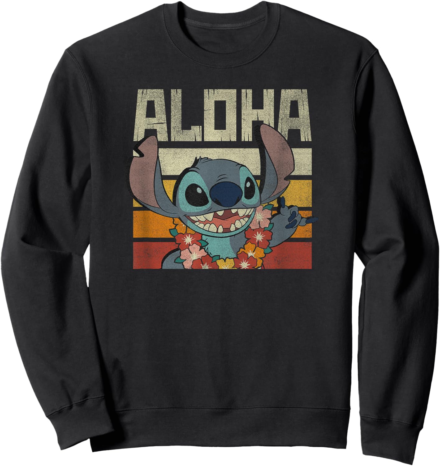 Disney Lilo & Stitch Aloha Color Gradient Sweatshirt - Sweatshirt | Black