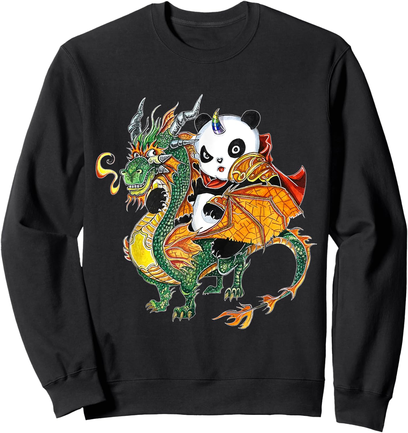 Panda riding Dragon Sweatshirt - Sweatshirt | Black