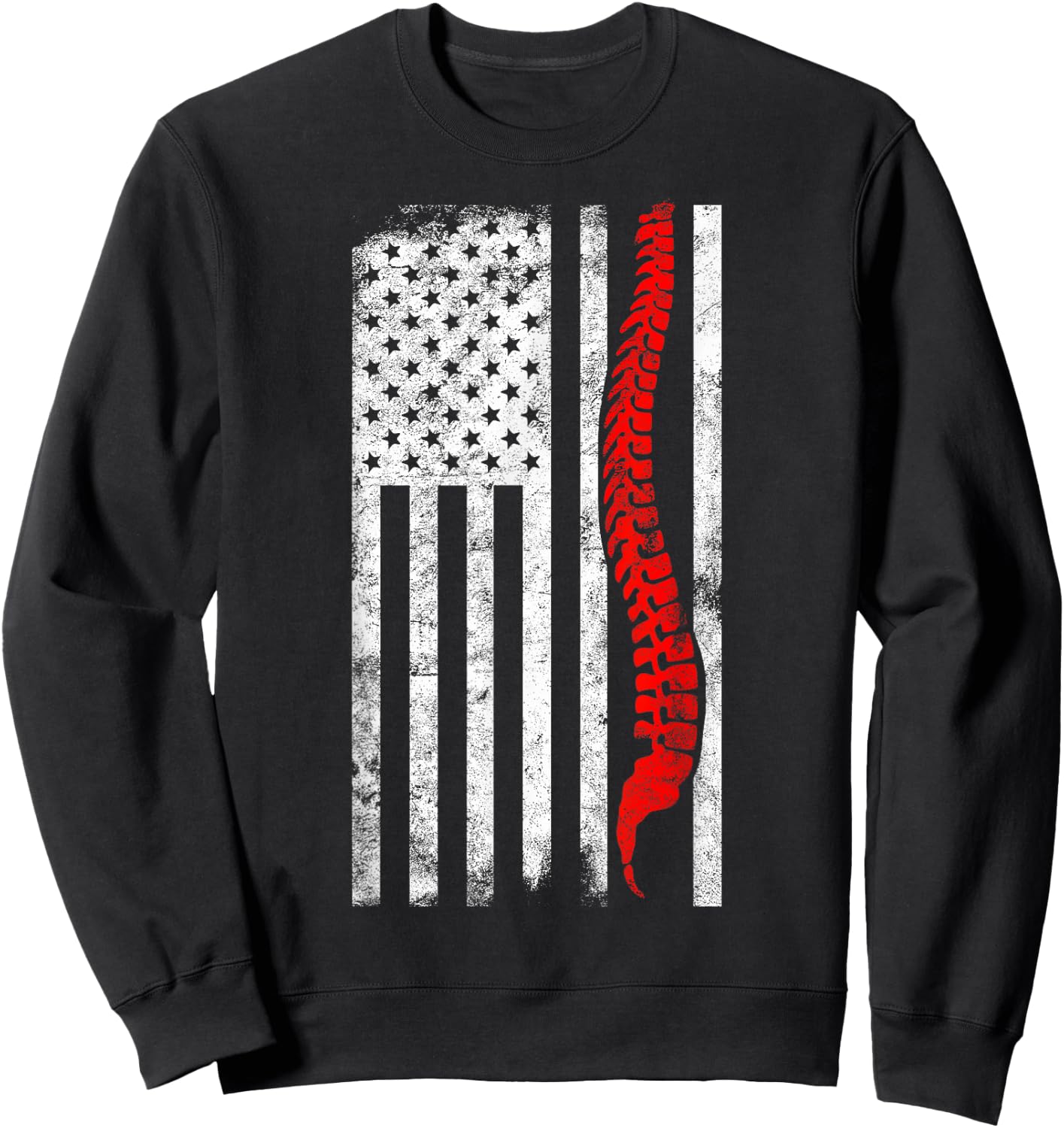 Chiropractor American Flag | Chiropractic Gift | Spinal Cord Women Men Sweatshirt - Sweatshirt | Black