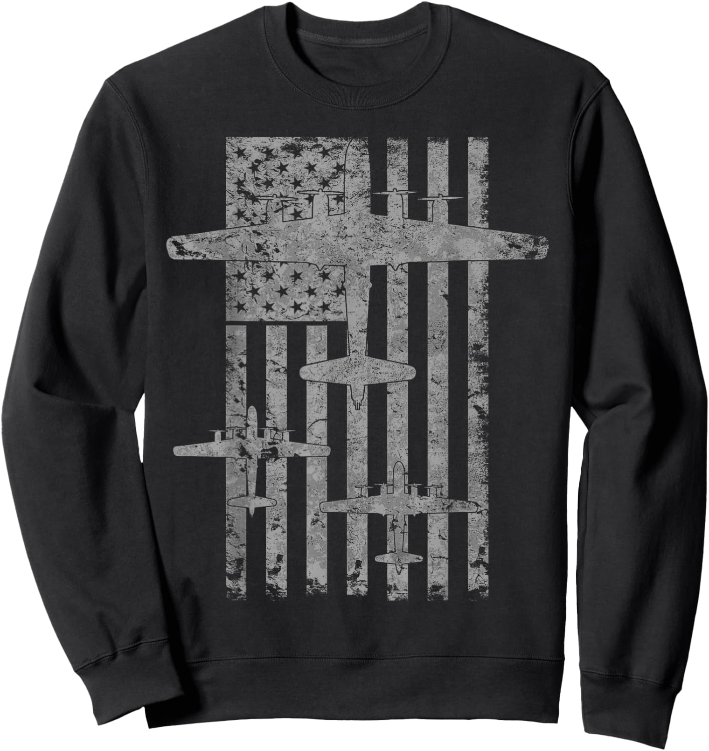 B-29 Superfortress Formation Vintage Patriotic Flag Sweatshirt - Sweatshirt | Black
