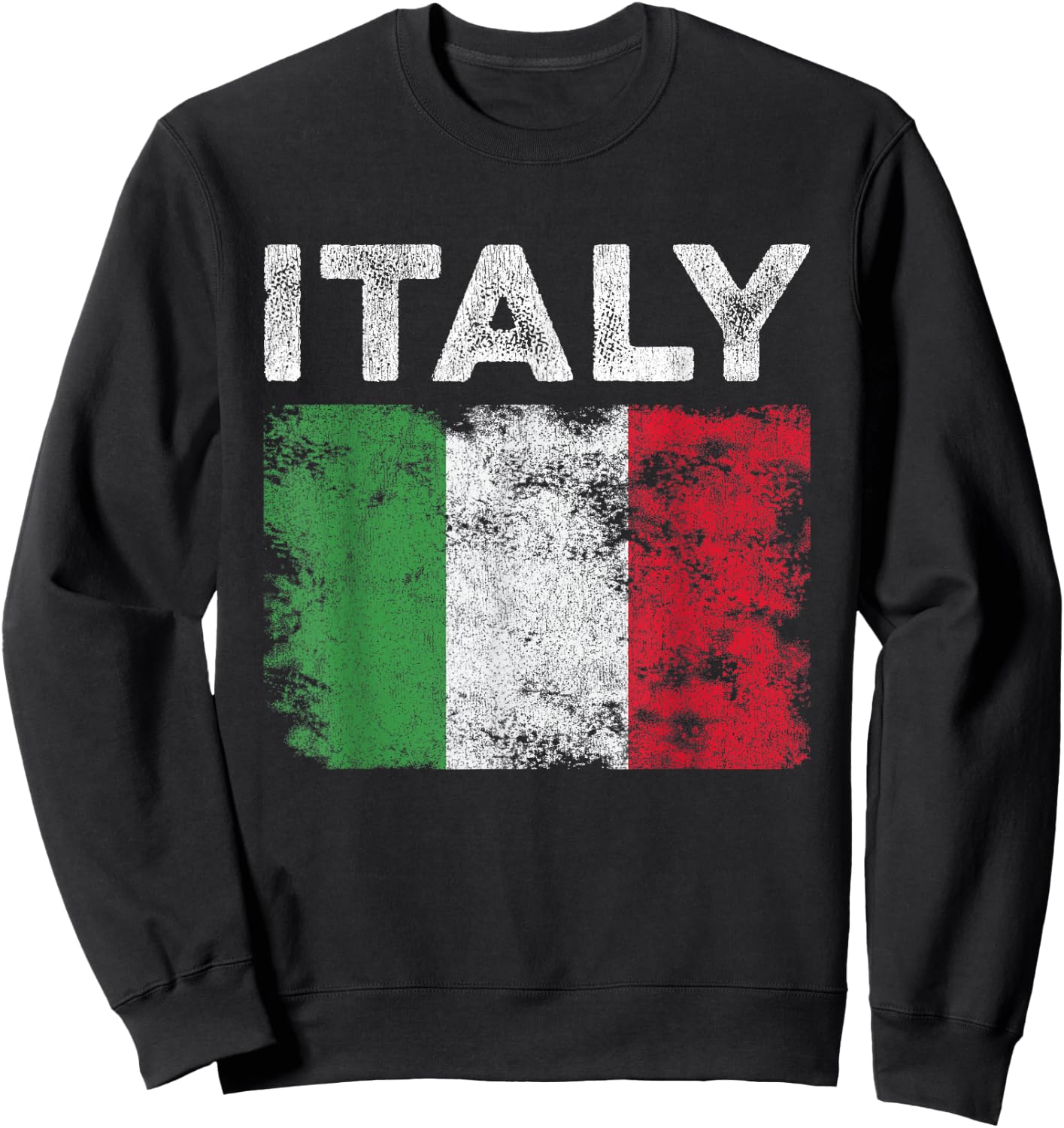 Italy Flag Distressed - Men Women Kids - Italian Flag Sweatshirt - Sweatshirt | Black