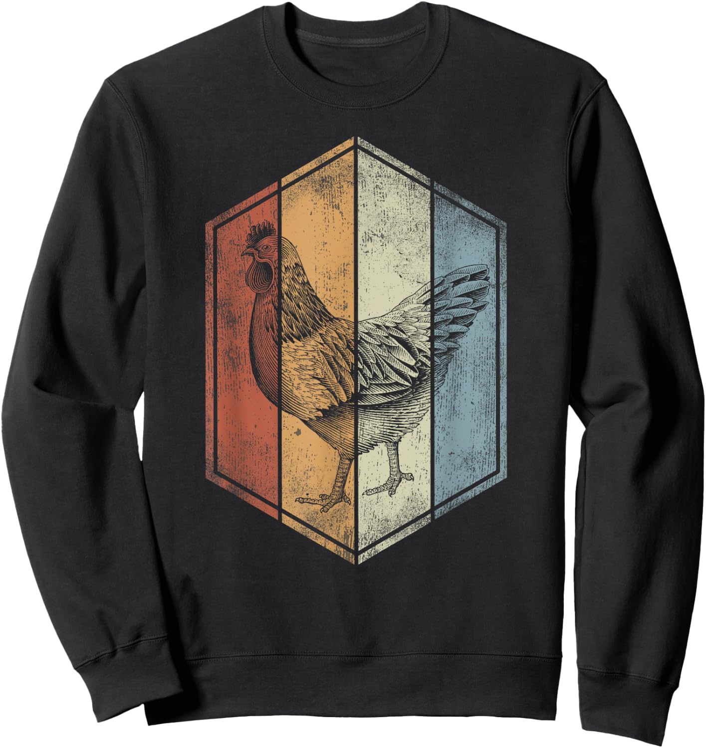 Chicken Retro Vintage Style Farmer Chicken Lover Sweatshirt - Sweatshirt | Black