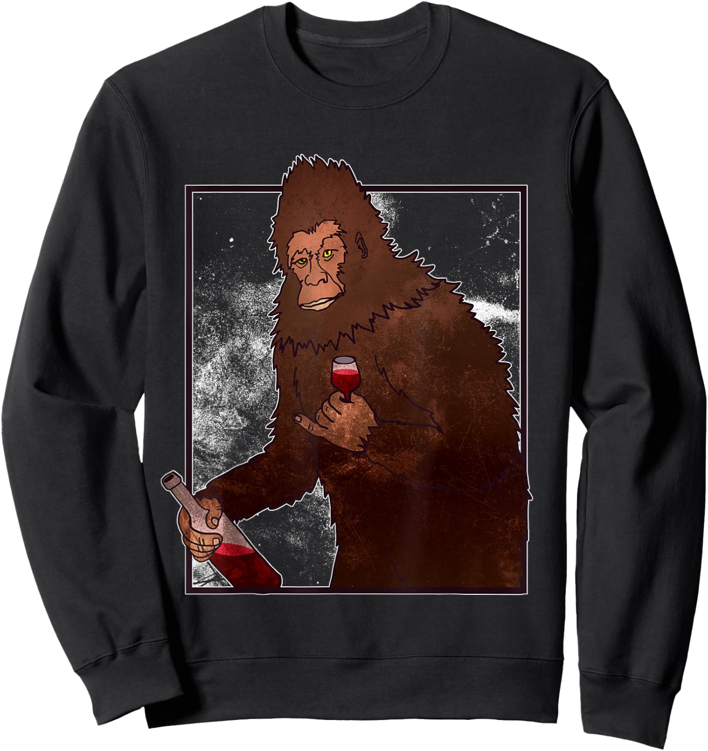 Bigfoot Wine Drinking Funny Gift Fun Sweatshirt - Sweatshirt | Black