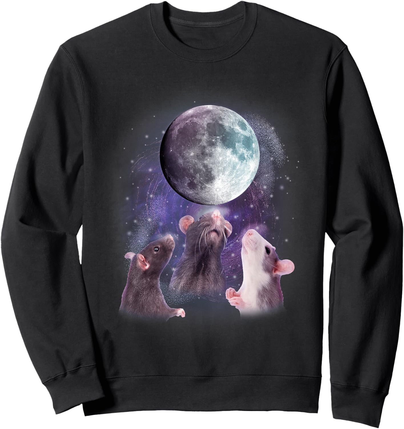 Rats Howling at the Moon Shirt - Funny Rat Sweatshirt - Sweatshirt | Black