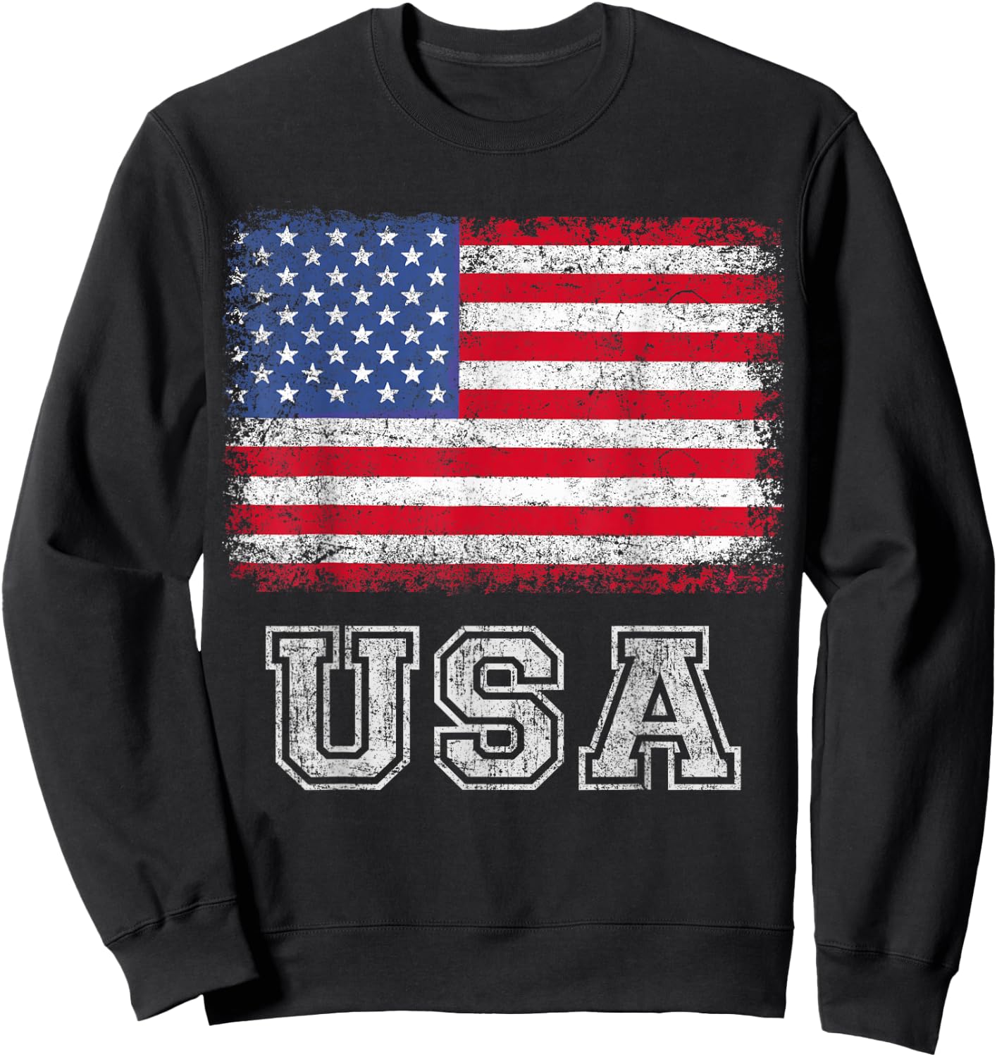 USA Patriotic American Flag Women Kids Boys Girls US Sweatshirt - Sweatshirt | Black