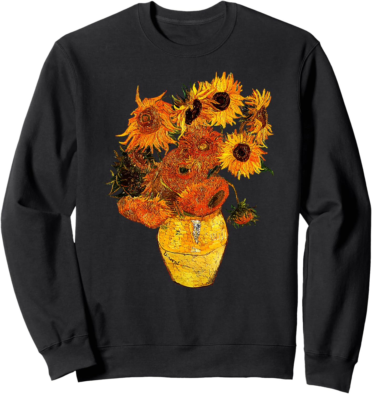 Van Gogh Sunflowers Vintage Yellow Flowers Art Painting Sweatshirt - Sweatshirt | Black