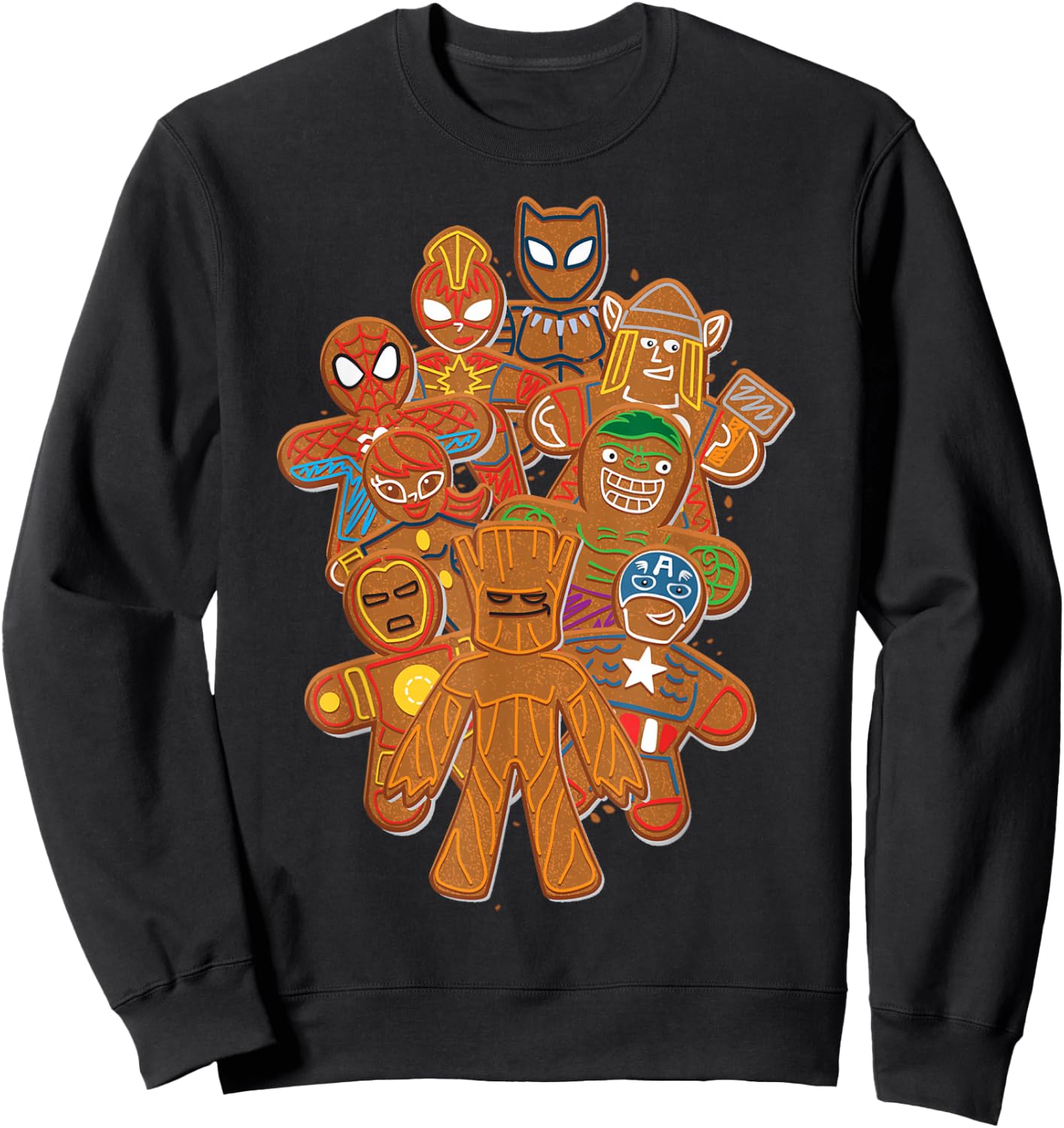 Marvel Avengers Gingerbread Cookies Christmas Sweatshirt - Sweatshirt | Black