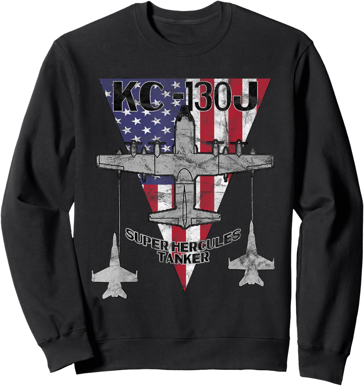 KC-130J Super Hercules Tanker Military Airplane Vintage Sweatshirt - Sweatshirt | Black
