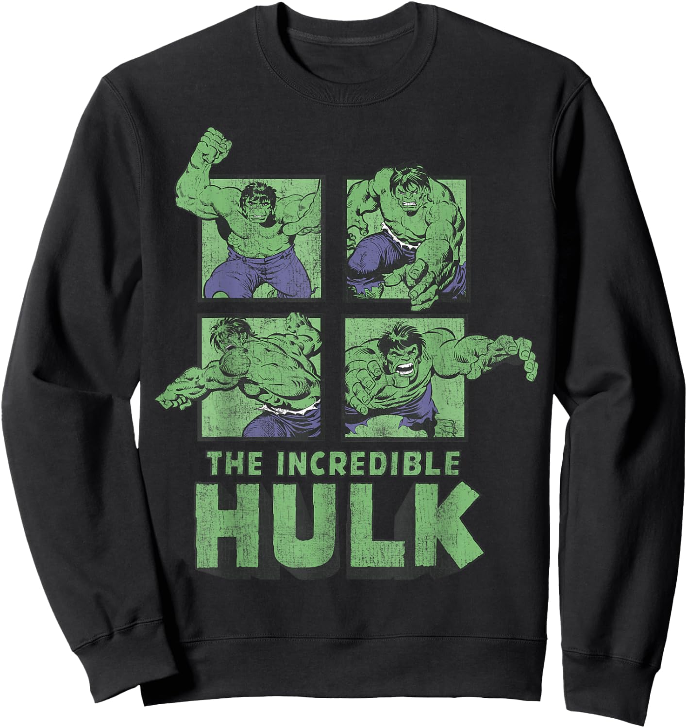 Marvel The Incredible Hulk Action Pose Squares Retro Poster Sweatshirt - Sweatshirt | Black