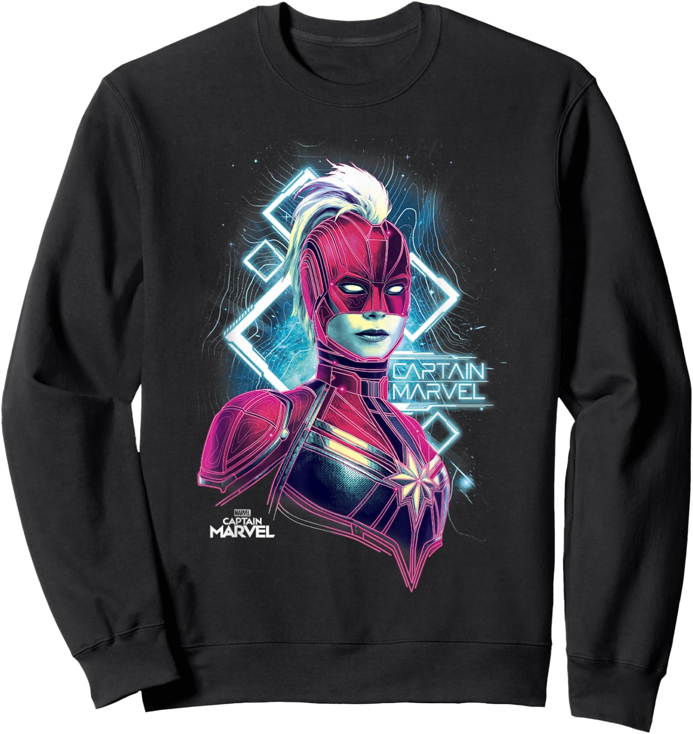 Marvel Captain Marvel Space Glow Neon Graphic Sweatshirt - Sweatshirt | Black