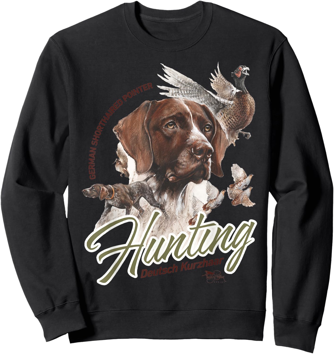 Dog T shirt GERMAN SHORTHAIRED POINTER GSP Hunting Dogs Sweatshirt - Sweatshirt | Black