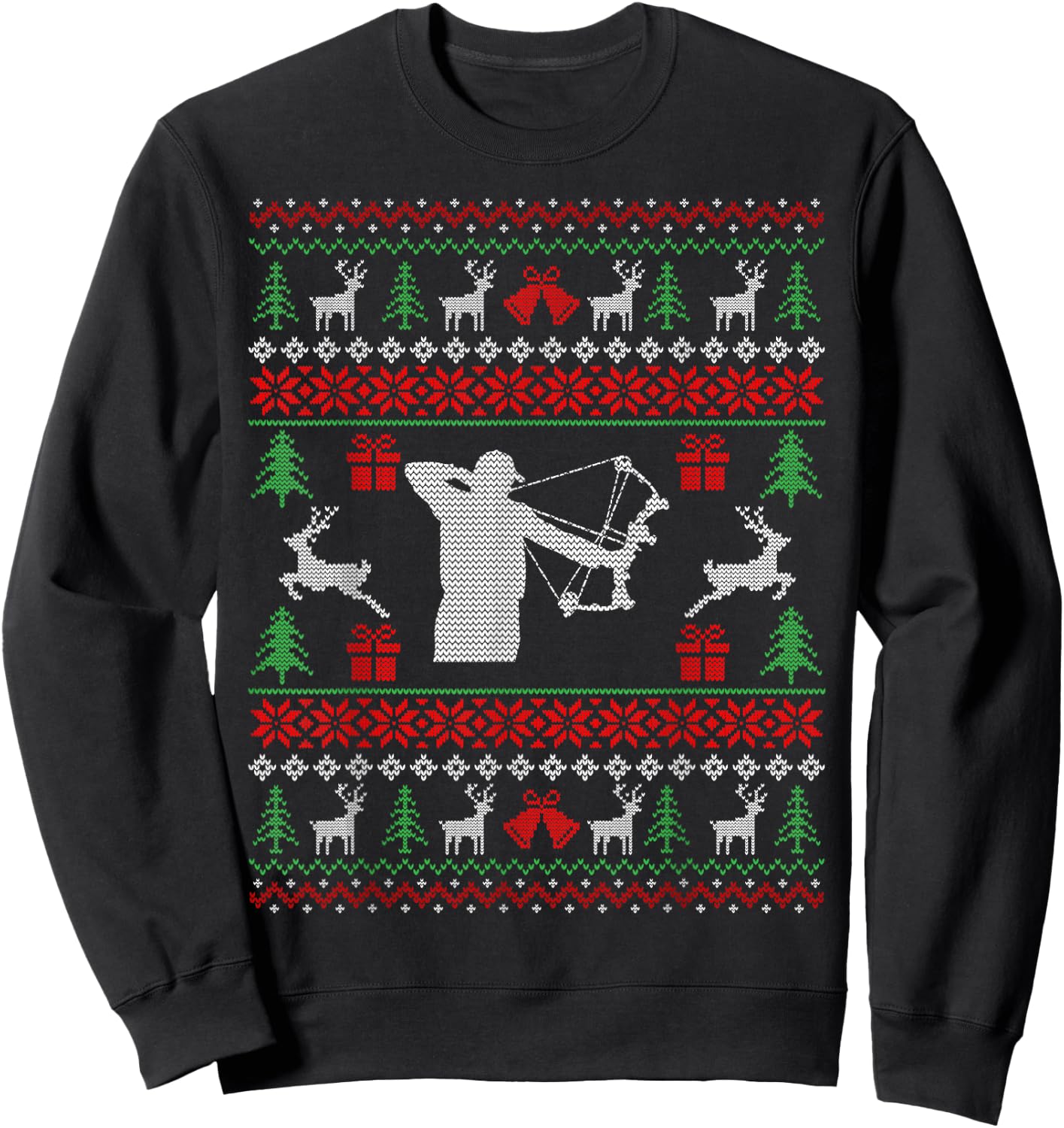 Christmas Gifts For Hunters Bow Hunting Ugly Christmas Sweatshirt - Sweatshirt | Black
