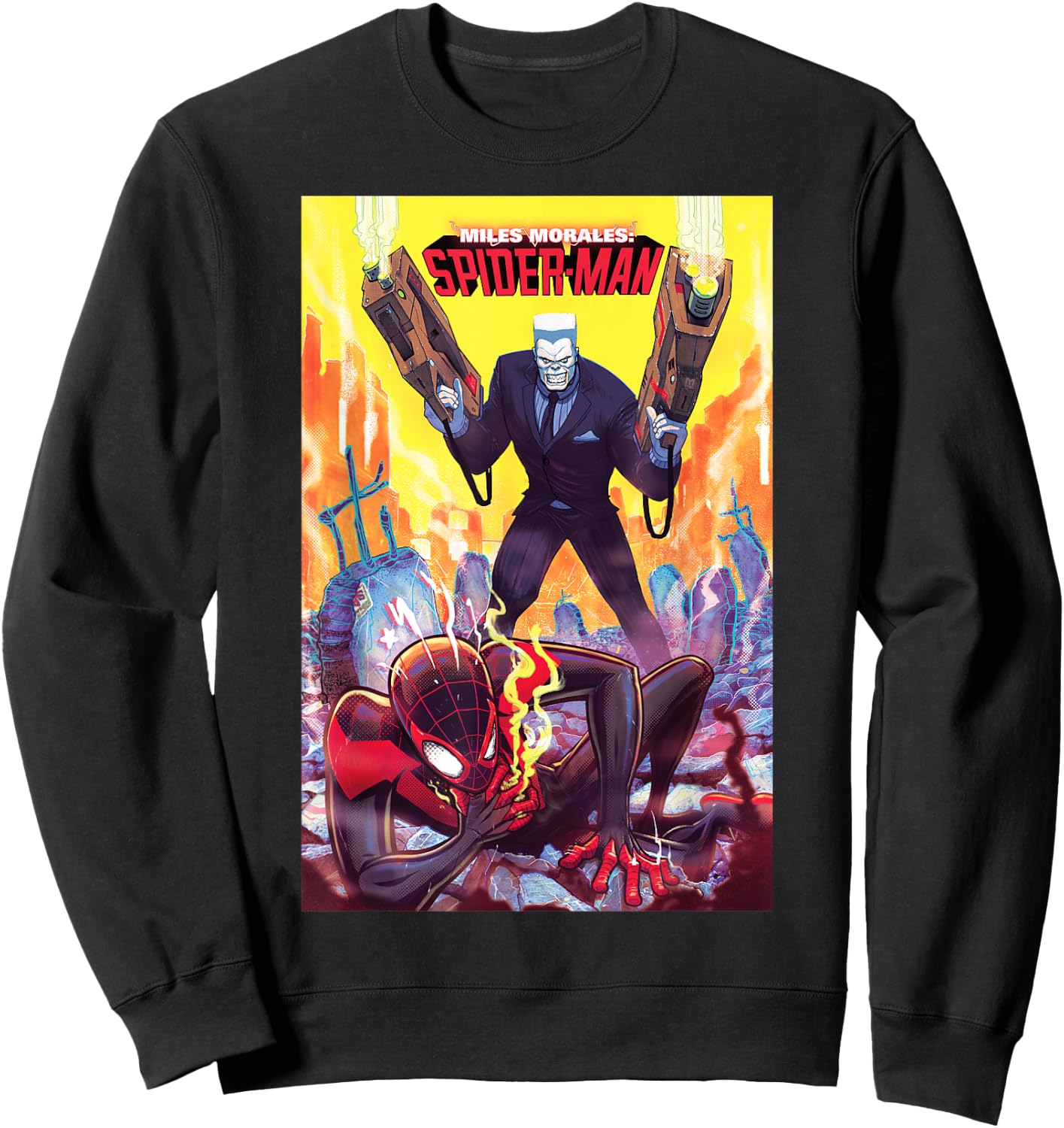 Marvel Spider-Man Miles Morales & Tombstone Comic Book Cover Sweatshirt - Sweatshirt | Black