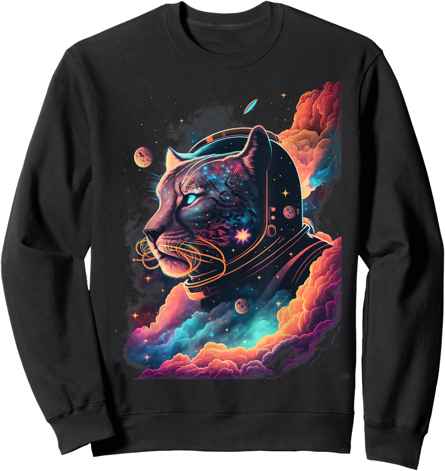 Astronaut Cougar Space Galaxy Sweatshirt - Sweatshirt | Black