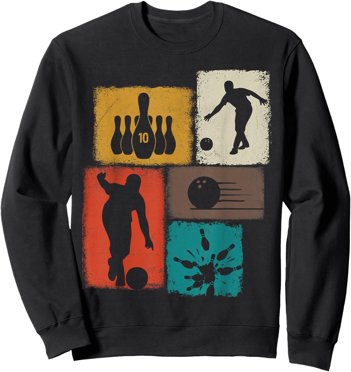 Bowling Collage Bowler Men Women Coach Youth Sweatshirt - Sweatshirt | Black