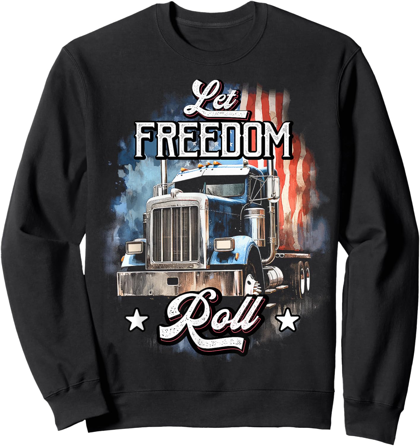 Truck Driver Patriotic American Flag Trucker Semi Driver USA Sweatshirt - Sweatshirt | Black