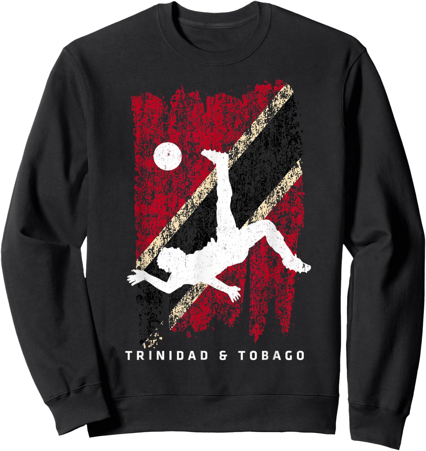 Trinidad & Tobago Flag Soccer Player Silhouette Sweatshirt - Sweatshirt | Black