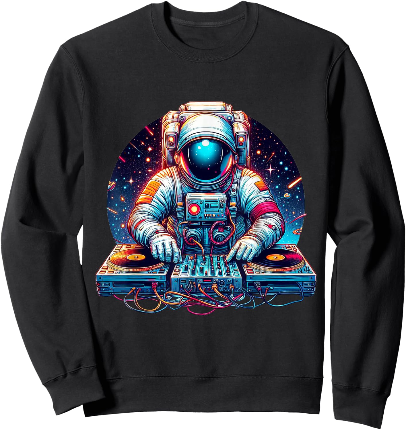 Outer Space Astronaut DJ Shirt Galaxy Techno EDM House Music Sweatshirt - Sweatshirt | Black