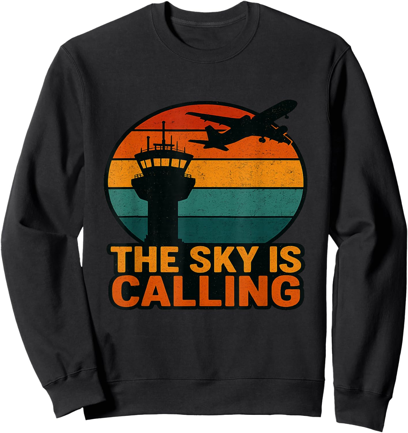 The Sky is Calling Airplane Aviation Pilot Plane Sweatshirt - Sweatshirt | Black