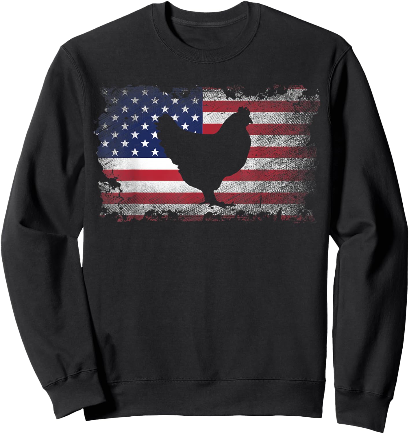Patriotic Chicken American Flag Cool Chicken Lover Gift Women Kids Men Sweatshirt - Sweatshirt | Black