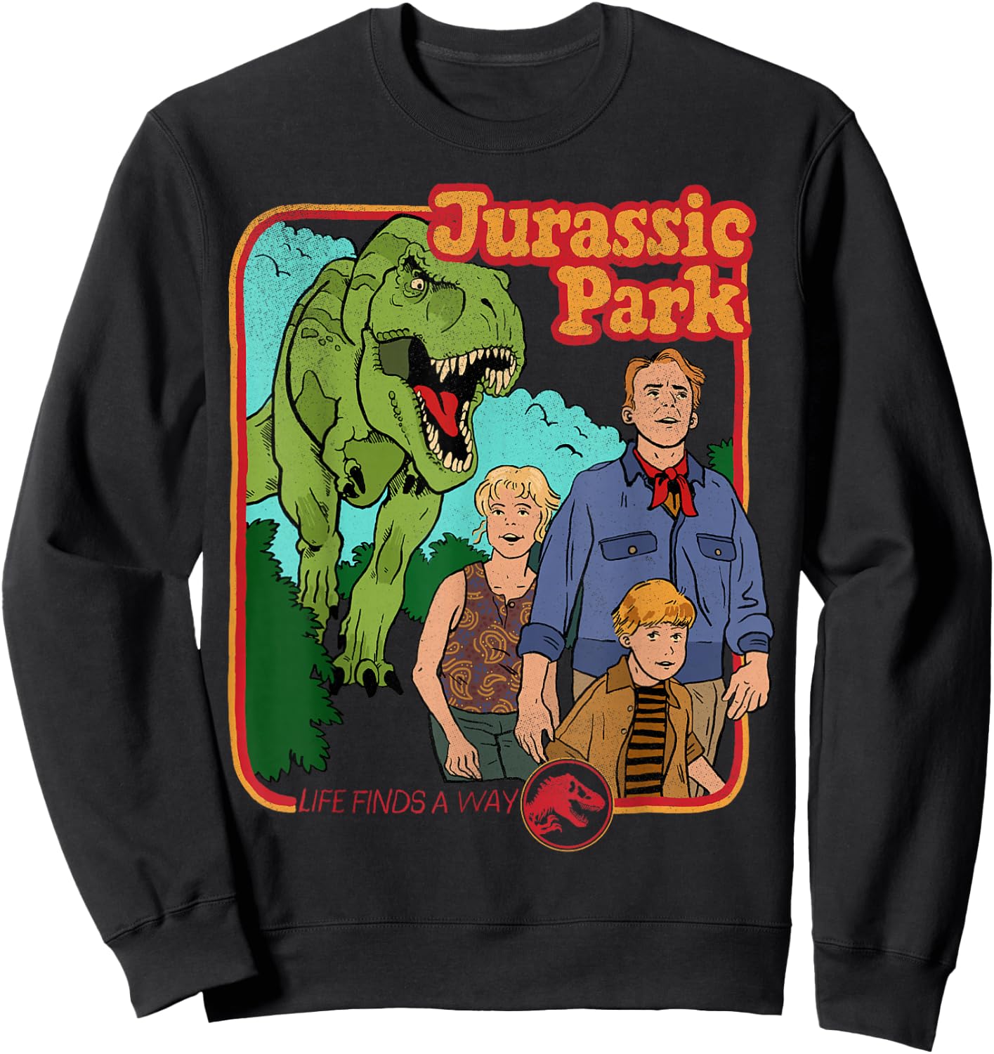 Jurassic Park Retro Life Finds A Way Park Poster Small Sweatshirt - Sweatshirt | Black