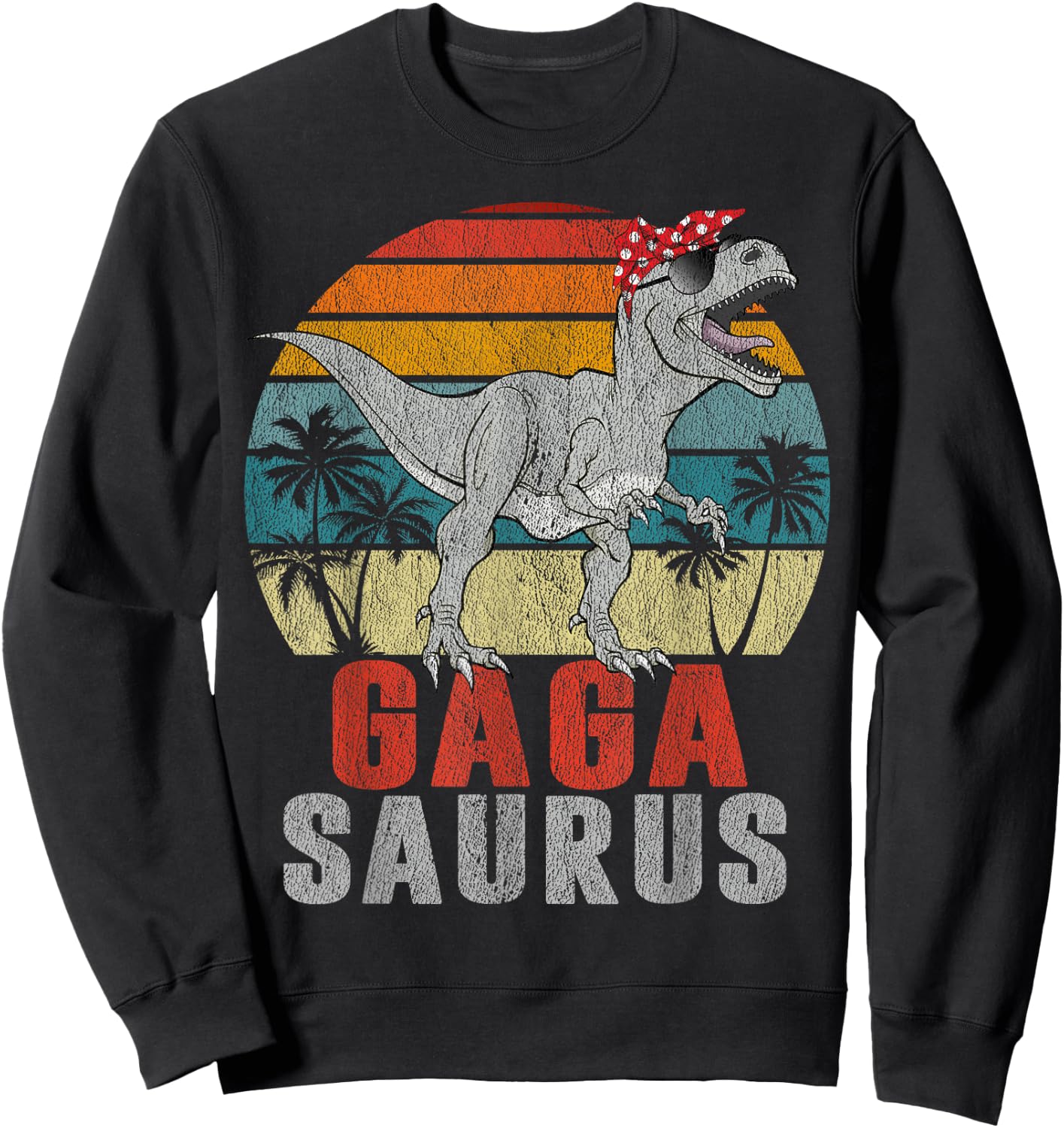 Gagasaurus T Rex Dinosaur Gaga Saurus Family Matching Sweatshirt - Sweatshirt | Black