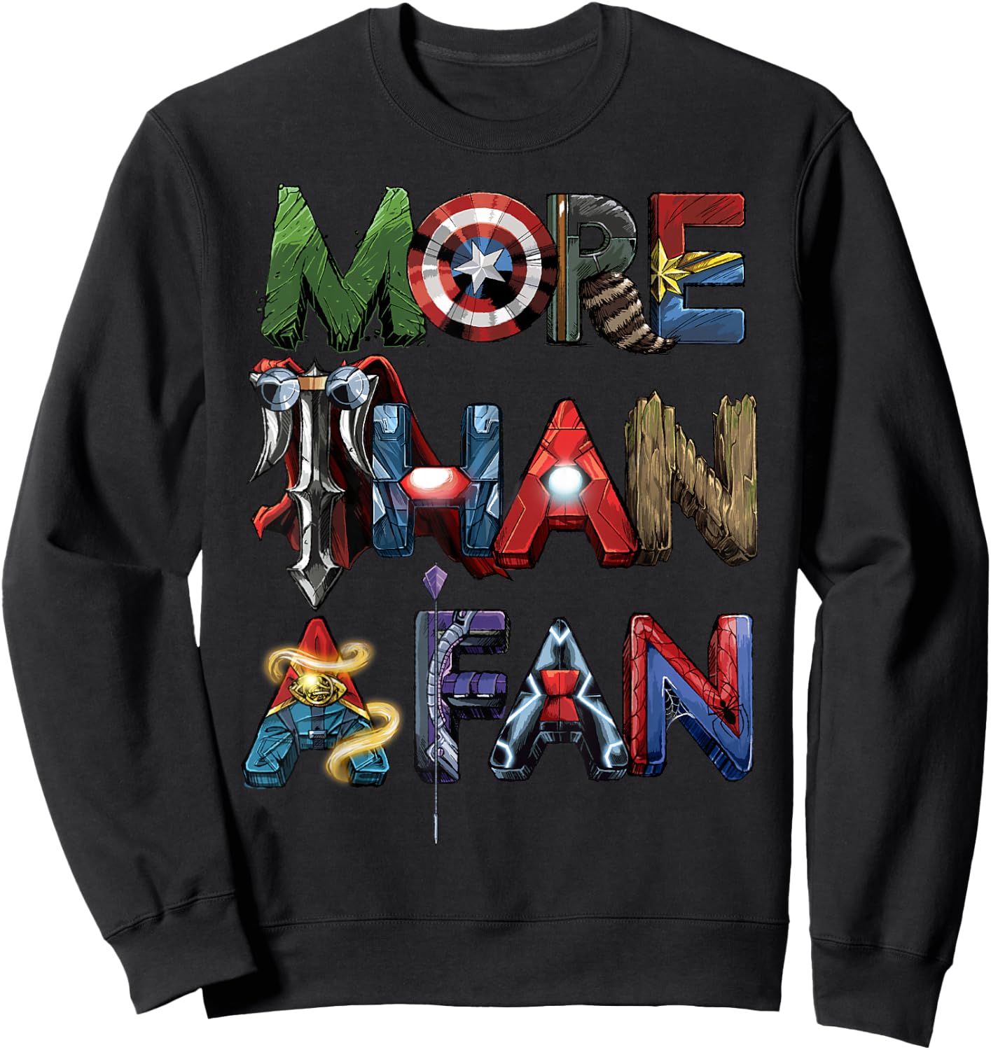 Marvel Avengers More Than A Fan Word Stack Sweatshirt - Sweatshirt | Black