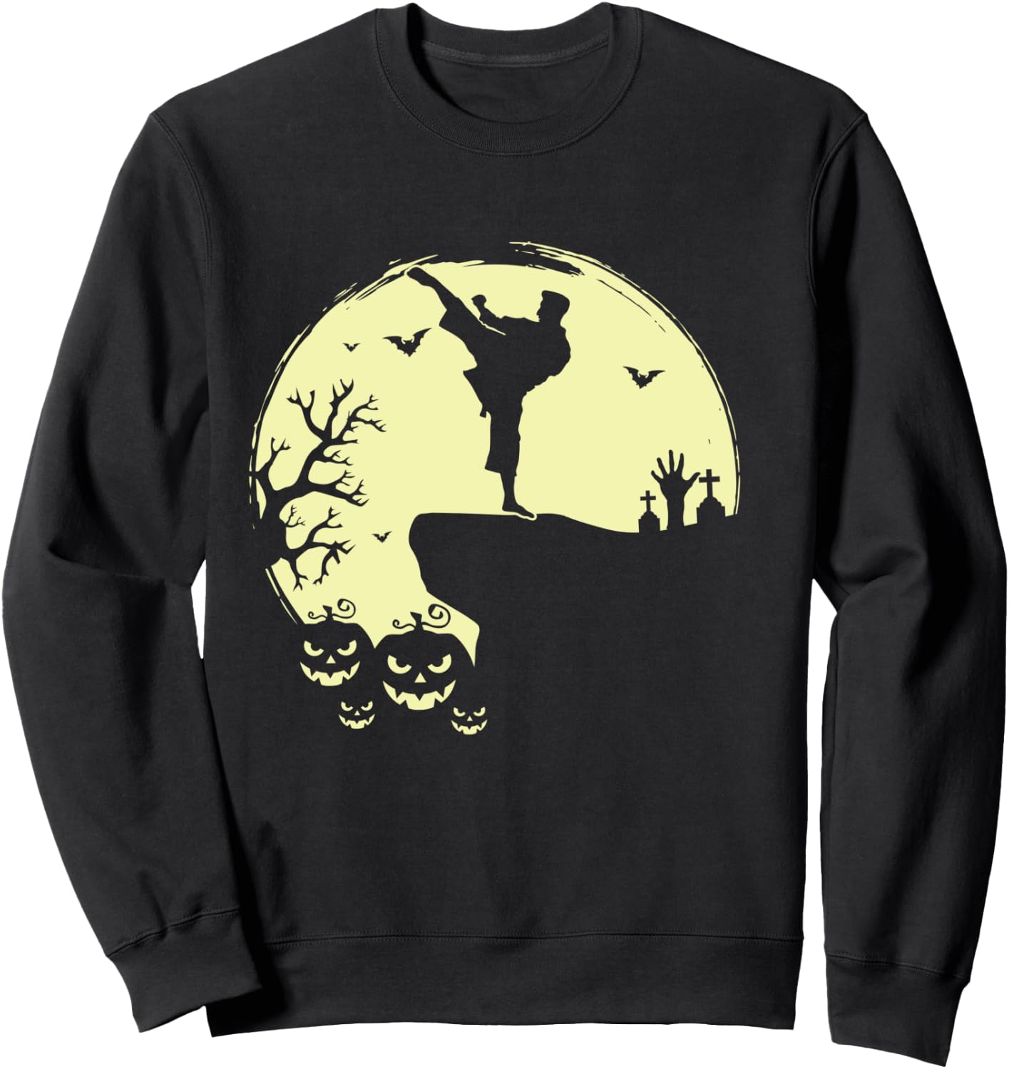 Scary Halloween Taekwondo Martial Arts Tae Kwon Do Full Moon Sweatshirt - Sweatshirt | Black