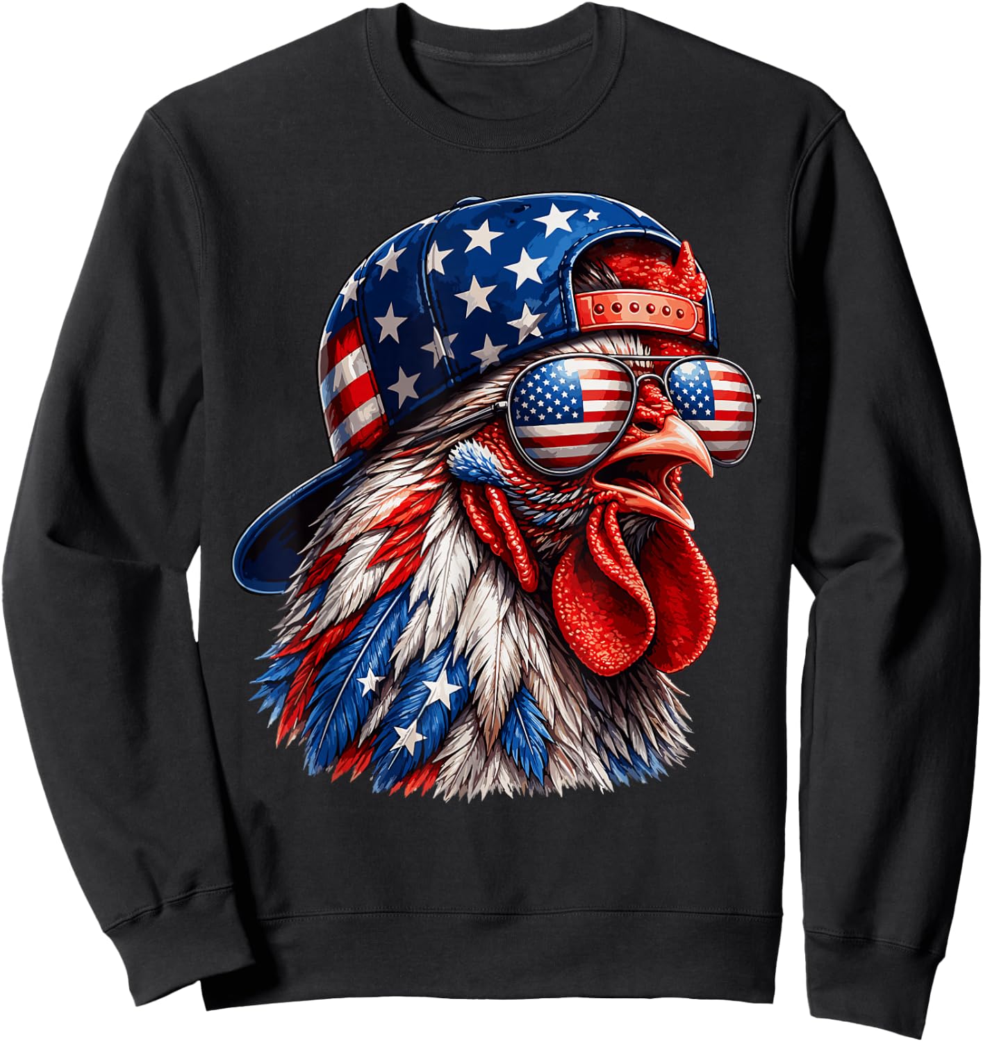 4th of July Funny Chicken USA American Flag Patriotic Boys Sweatshirt - Sweatshirt | Black