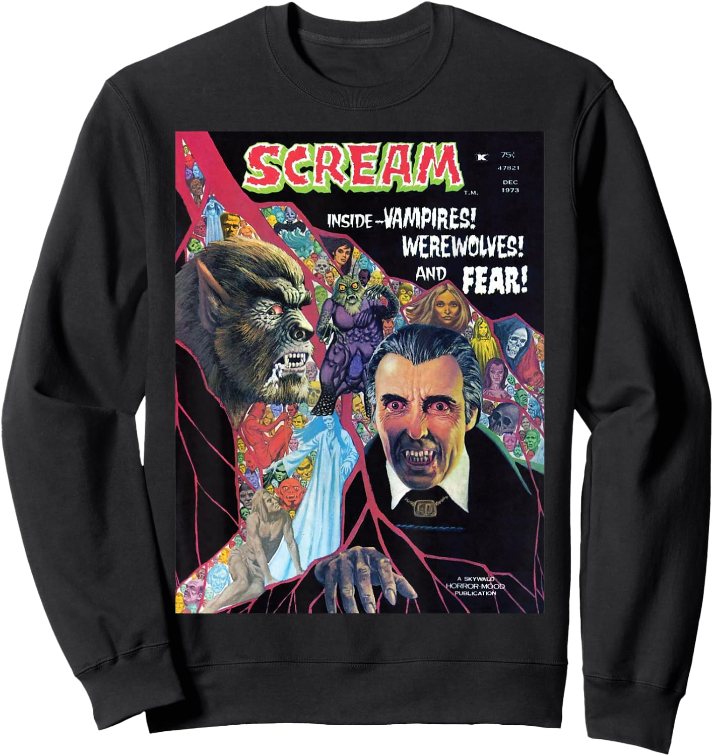 Halloween Horror Vintage Werewolf Vampire Comic Book Retro Sweatshirt - Sweatshirt | Black