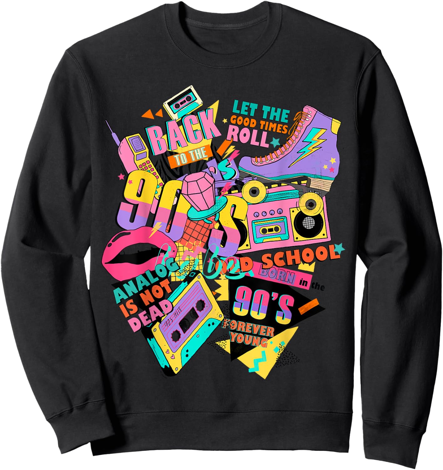 Funny 90s Theme Outfit Vintage Retro 90s Shirt Sweatshirt - Sweatshirt | Black