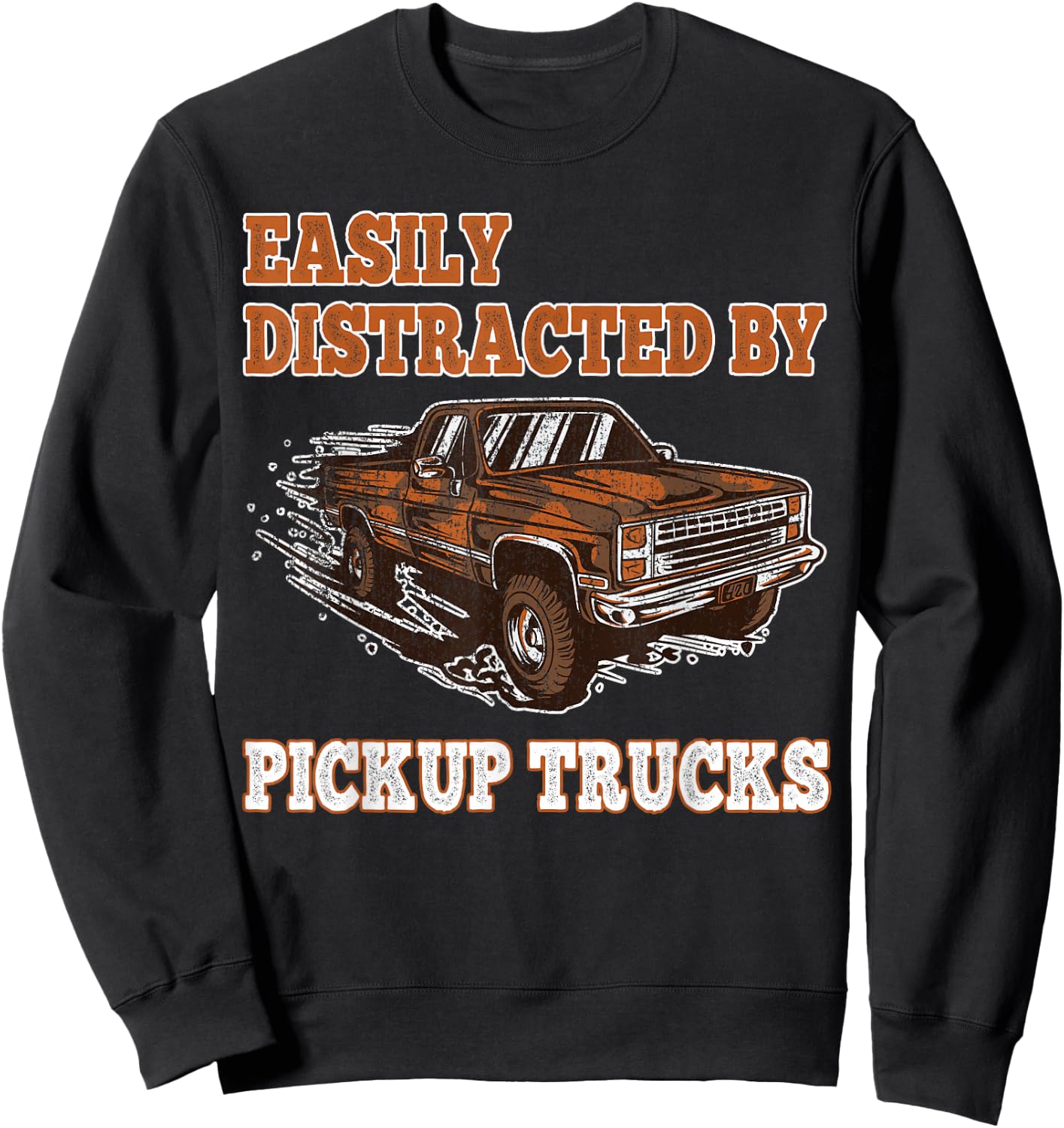 Easily Distracted By Pickup Trucks Kids Boys Toddler Trucker Sweatshirt - Sweatshirt | Black